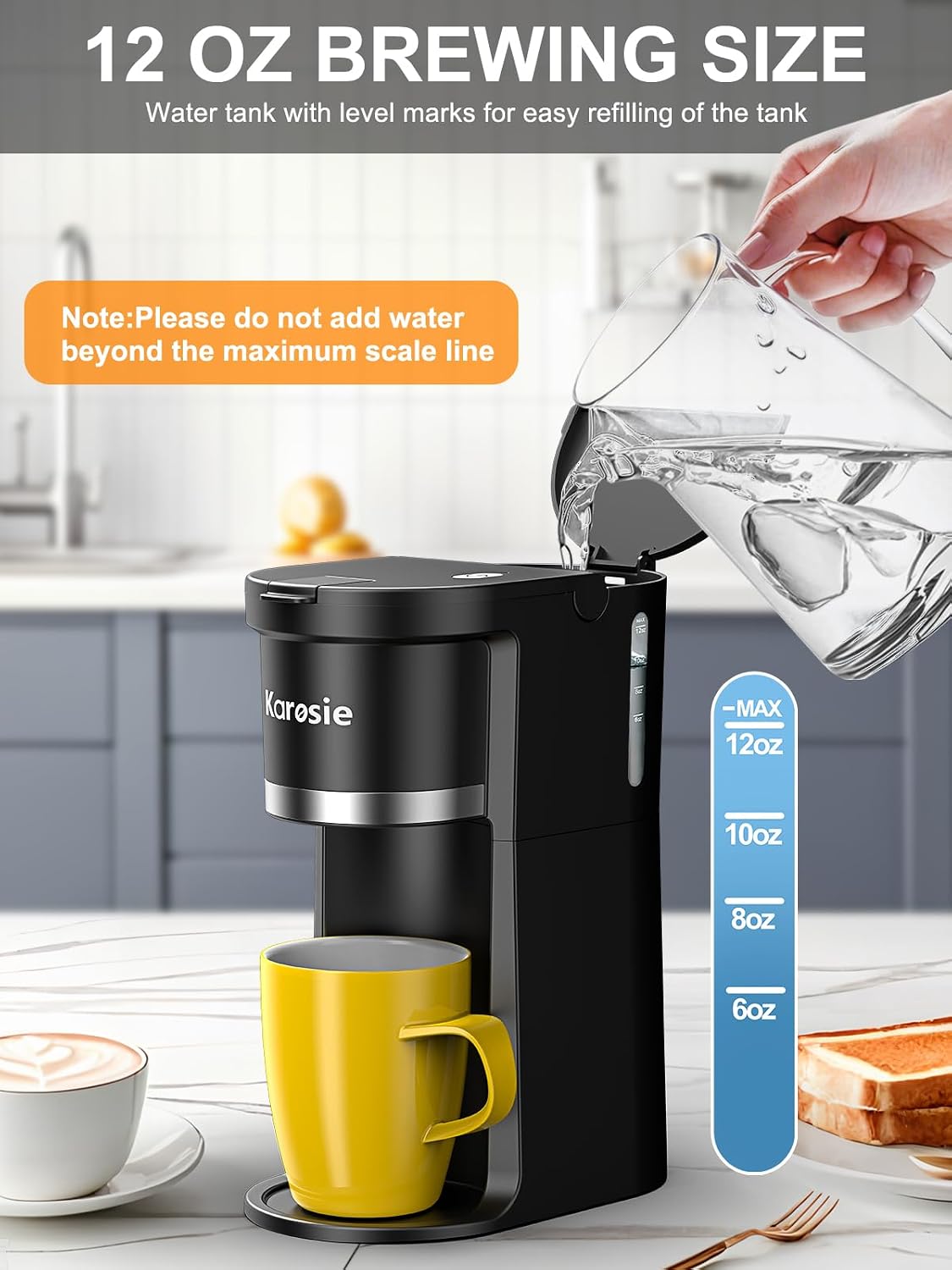 Small Single Serve Coffee Maker, Fast Brew for Pods & Ground Coffee, 6-12 Oz Brew Sizes, One-Button Single Cup Coffee