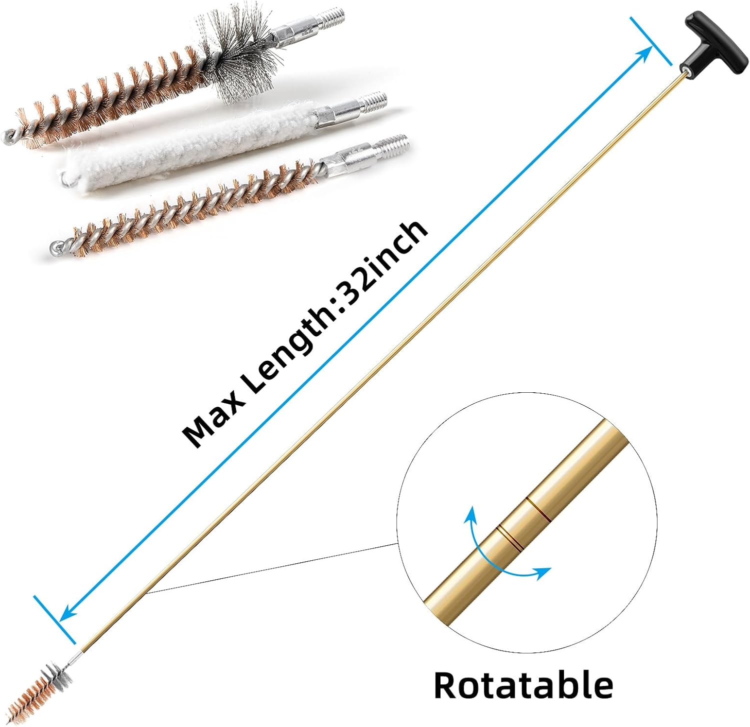 Universal Gun Cleaning Kit for .22 .223Cal 5.56mm .22LR Rifle Pistol, Bore Chamber Brush,Bore Mop,Gun Snake,Star