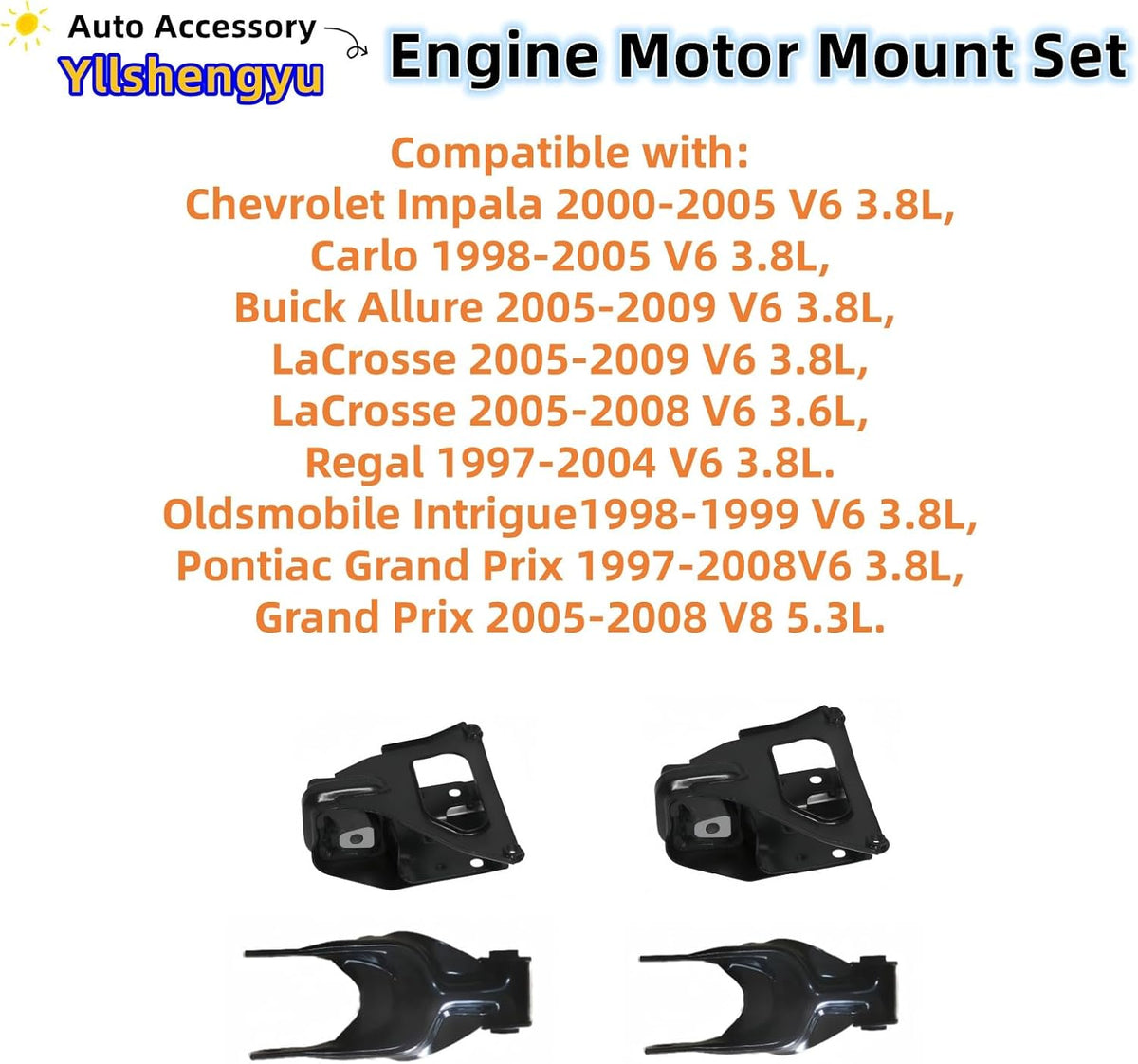Engine Motor Transmission Mount Kit for Multiple 3.8L V6