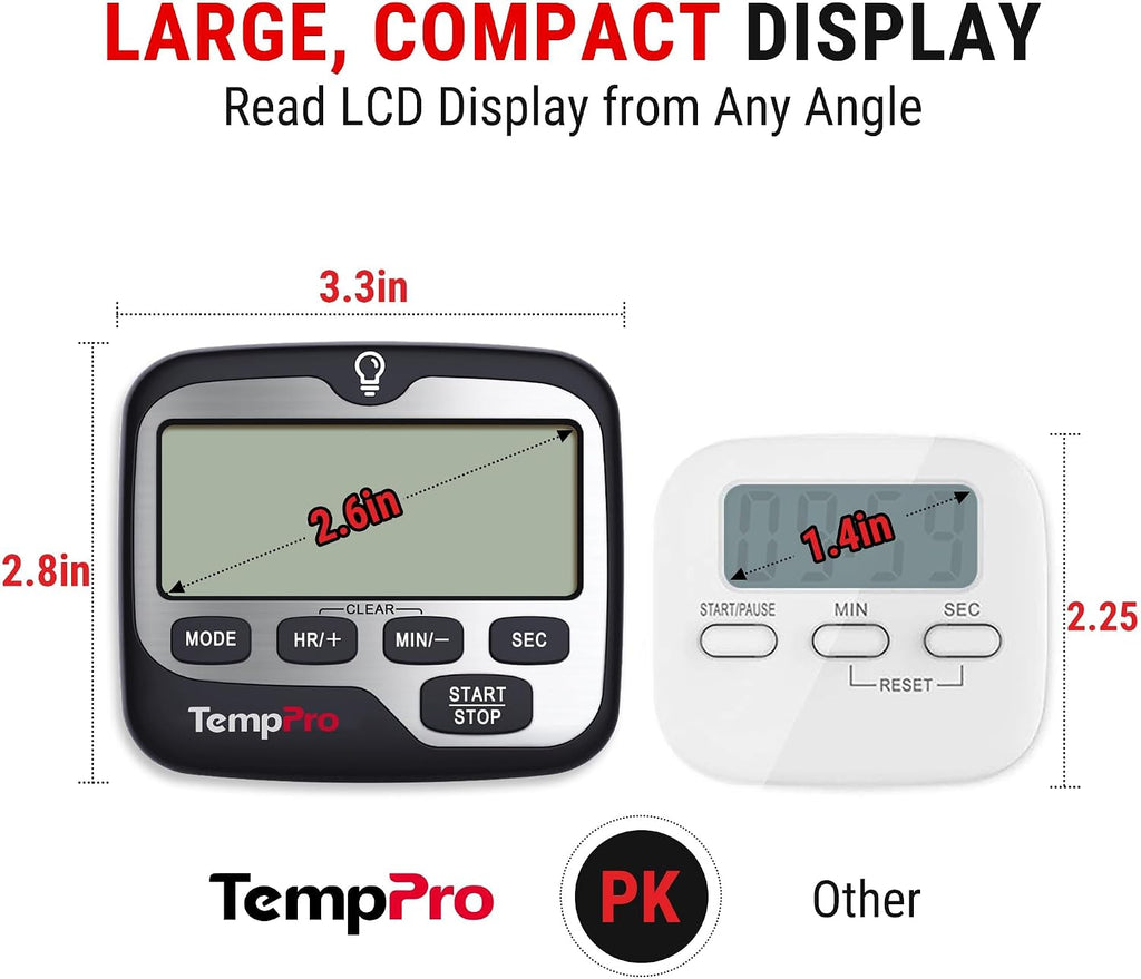 TM01 2-in-1 Kitchen Timers for Cooking with 12/24H Clock Mode