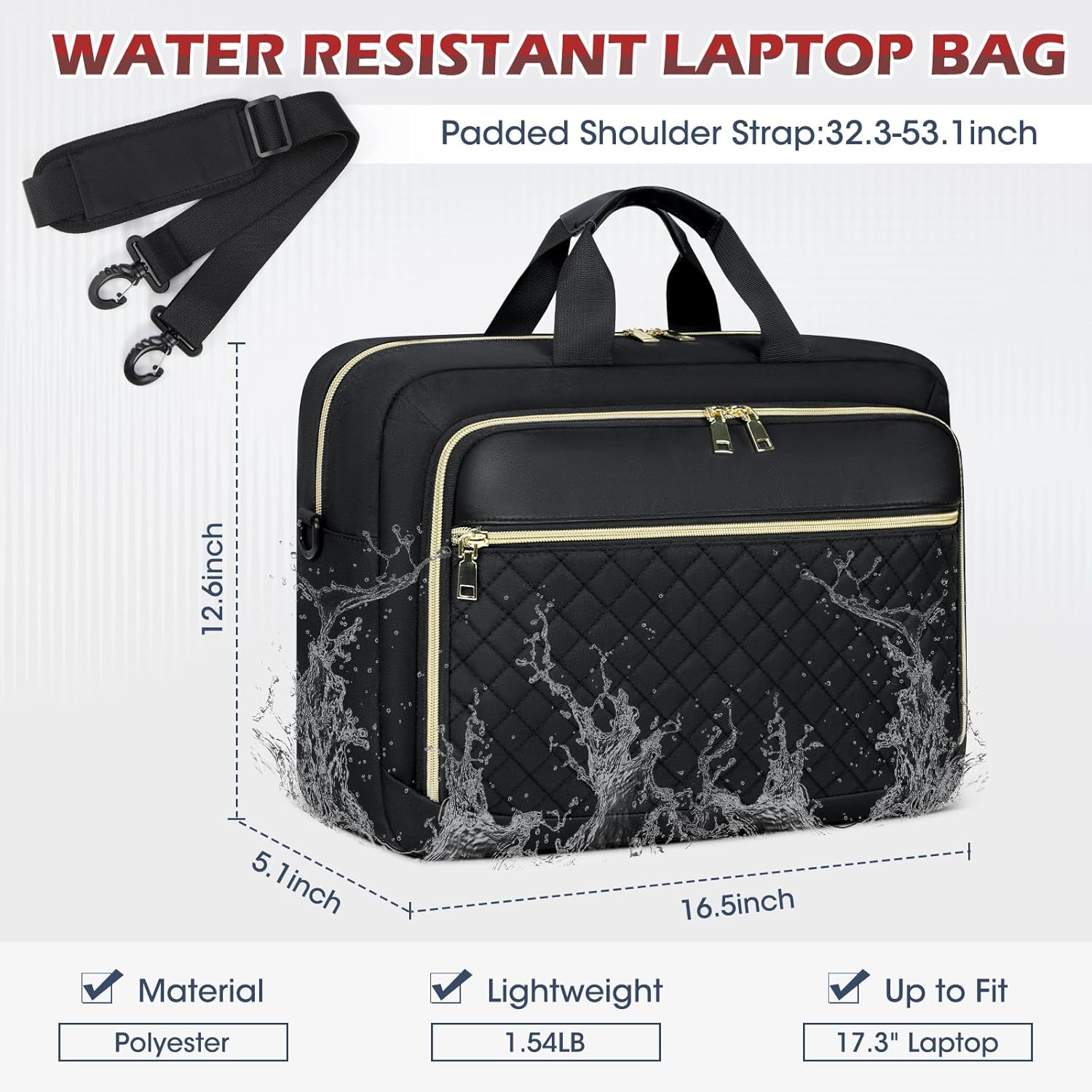 Laptop Bag 17.3 Inch Laptop Briefcase for Women Men Waterproof Shoulder Messenger Bag Large Computer Bag for Business