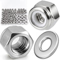 3/8-16 Lock Nut 96Pcs Stainless Steel Nylock Locking Nuts with Washers