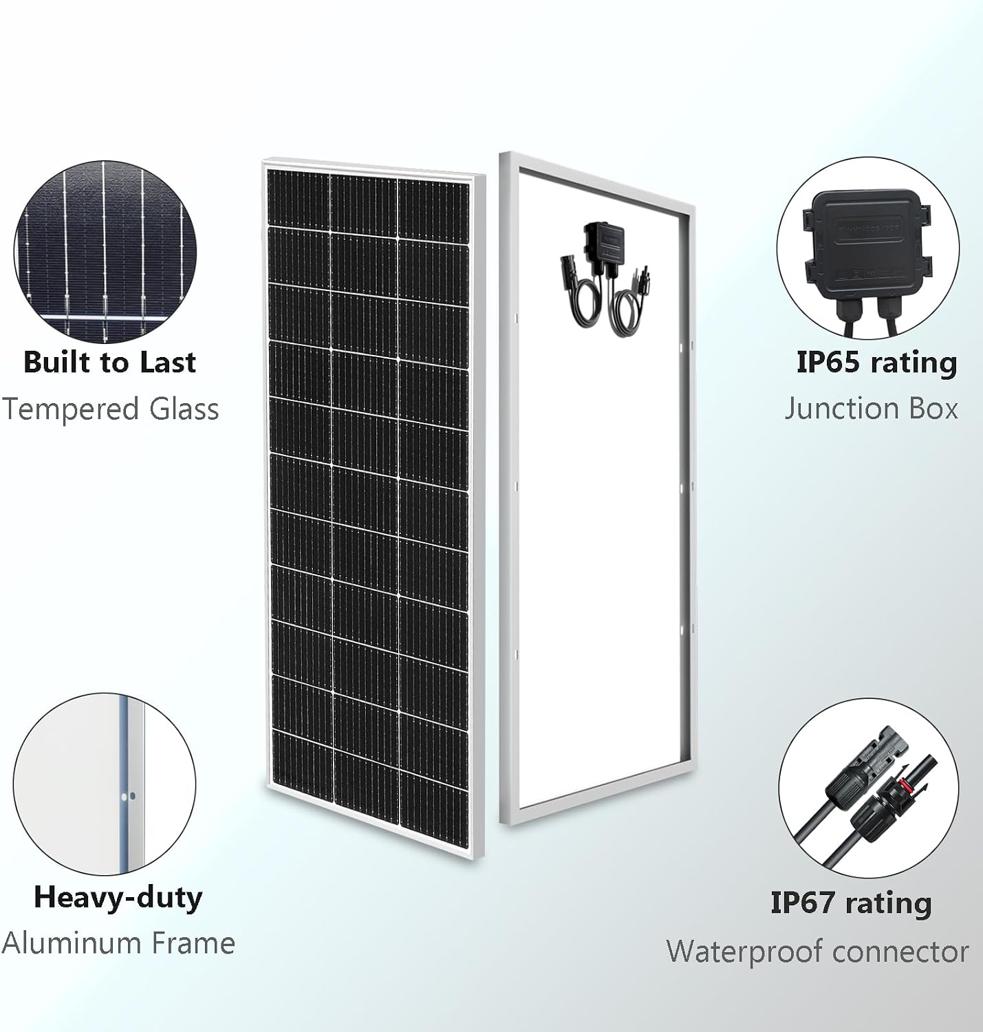 200 Watt 12Volt/24Volt Solar Panel Starter Kit | 2PCS 105W Monocrystalline Module 20A Charge Controller for RV