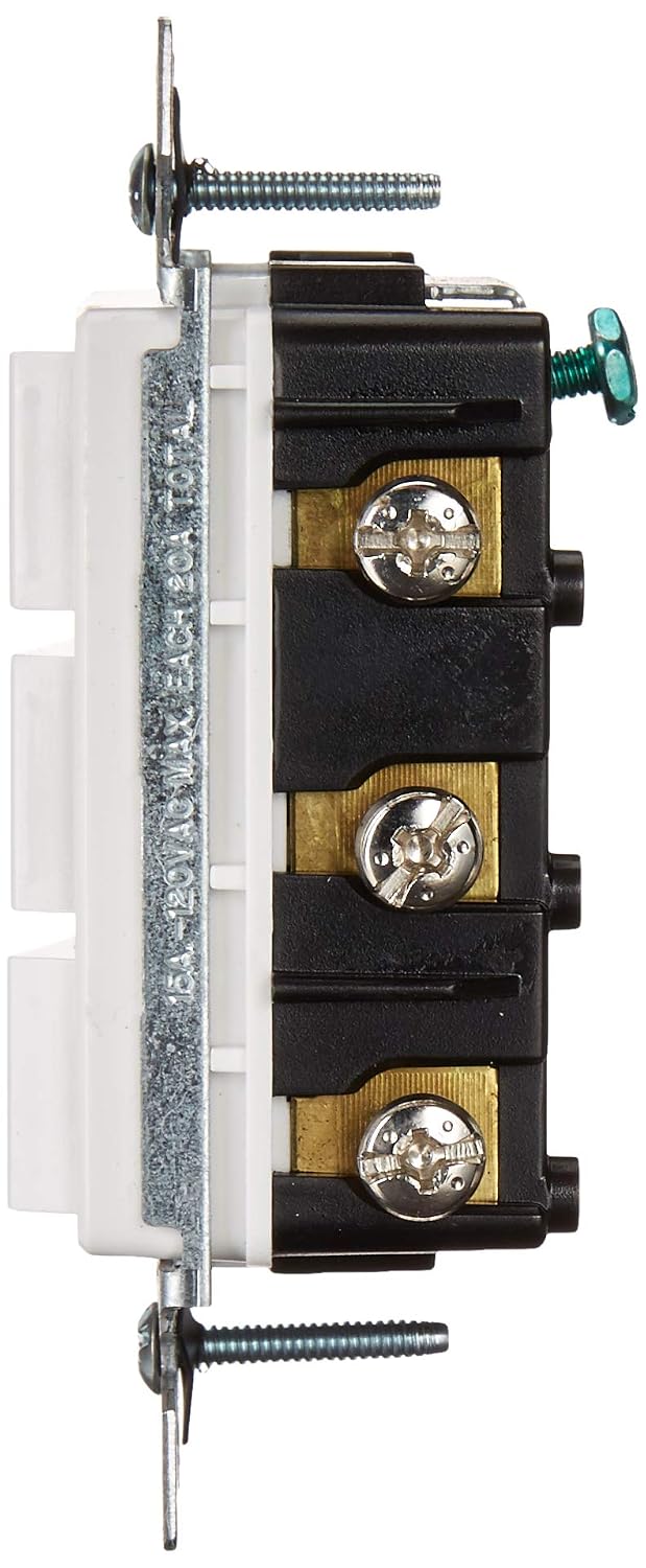 Leviton 15 Amp, 120 Volt, Decora Single-Pole, AC Combination Switch, Commercial Grade, Non-Grounded, 1755-W, White