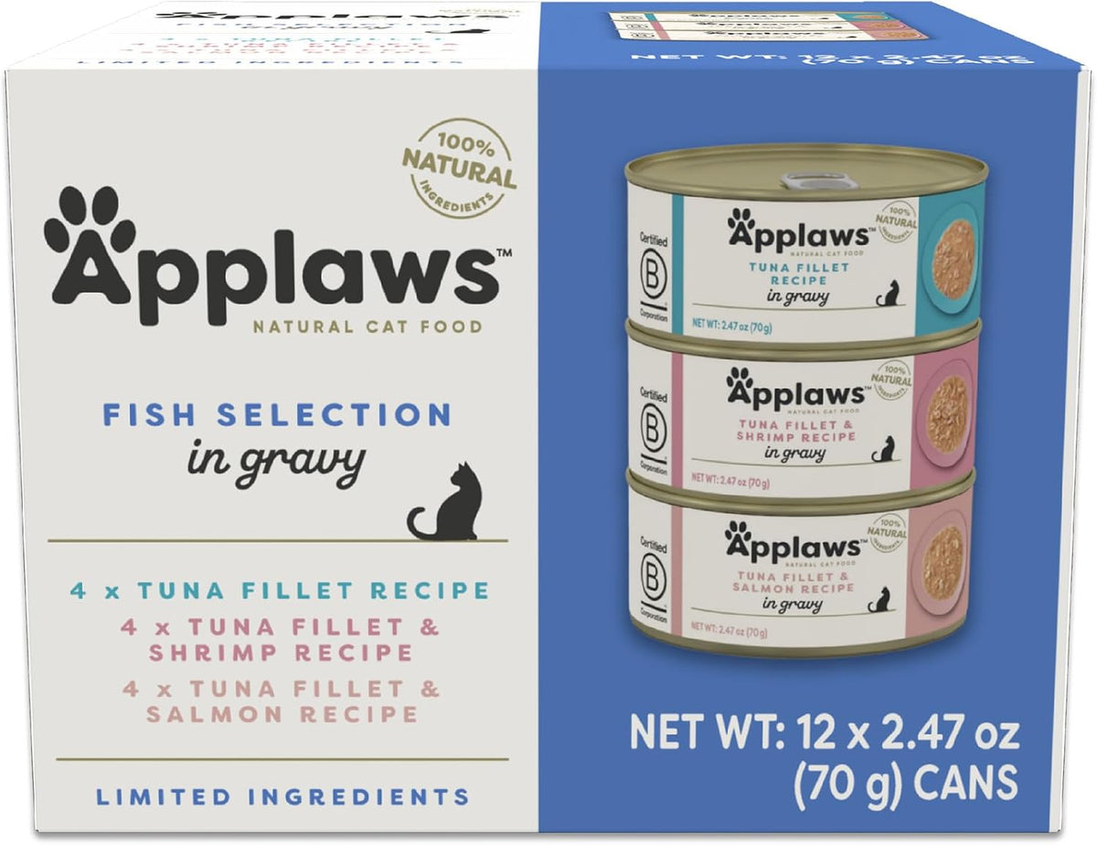 Fish Variety in Gravy Wet Cat Food, 3-Flavor 12-Pack 2.47 oz Cans
