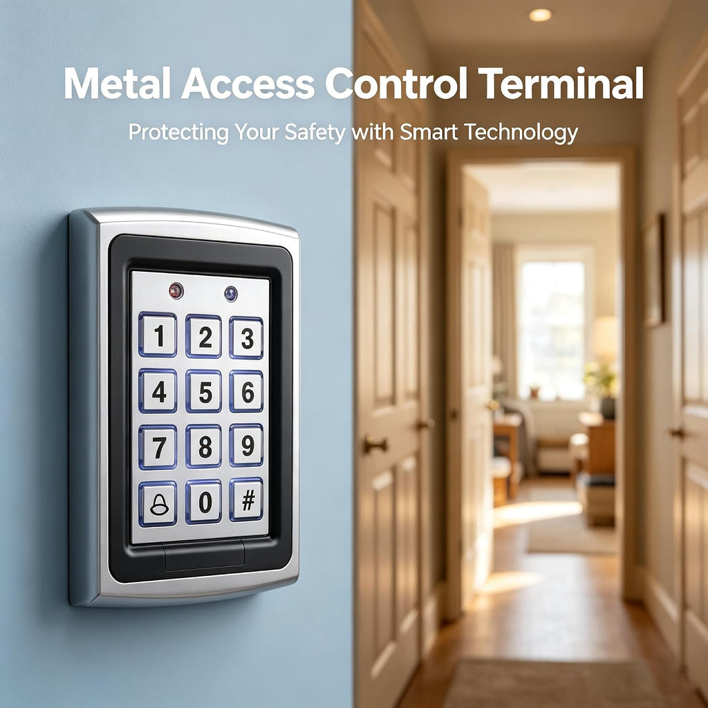 RFID Keypad Access Control Kit with Aluminum Alloy Strike Lock | Zinc Alloy Keypad, 12V 3A Power Supply, Exit Button