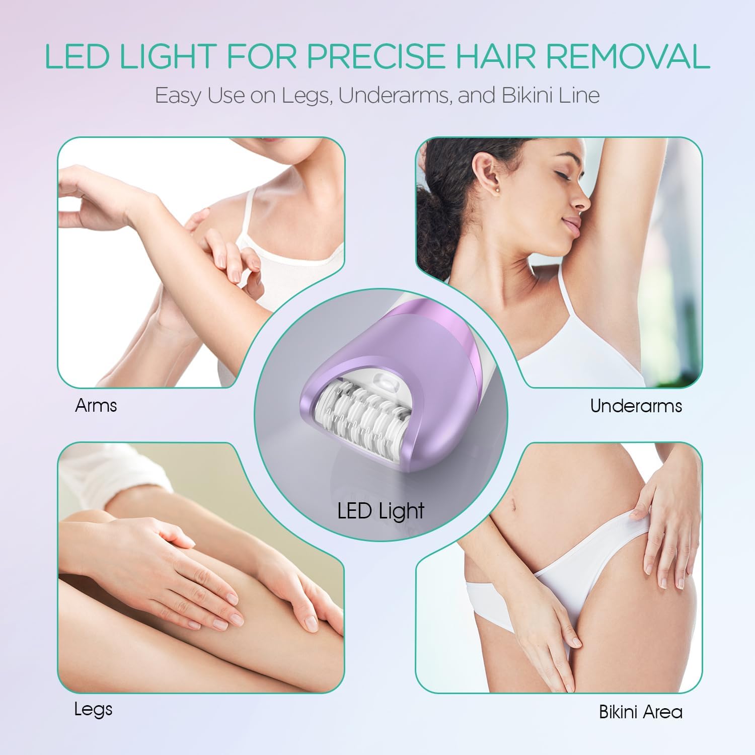 Epilator for Women, Cordless Epilators Hair Removal with 30 Tweezers | 3 in 1 Hair Removal Device for Leg Arm with
