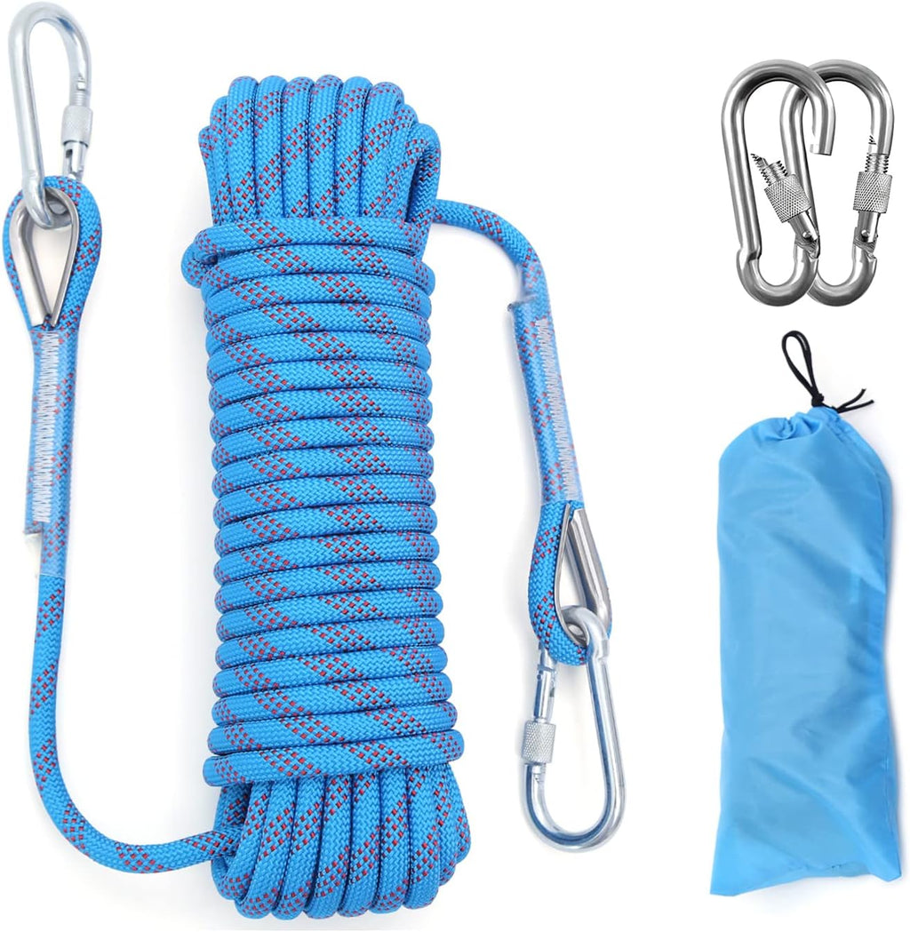 10mm/12mm (32FT/64FT) Climbing Rope, Outdoor Static Rock Climbing Rope, Tree Climbing Rappelling Rope, Escape Nylon