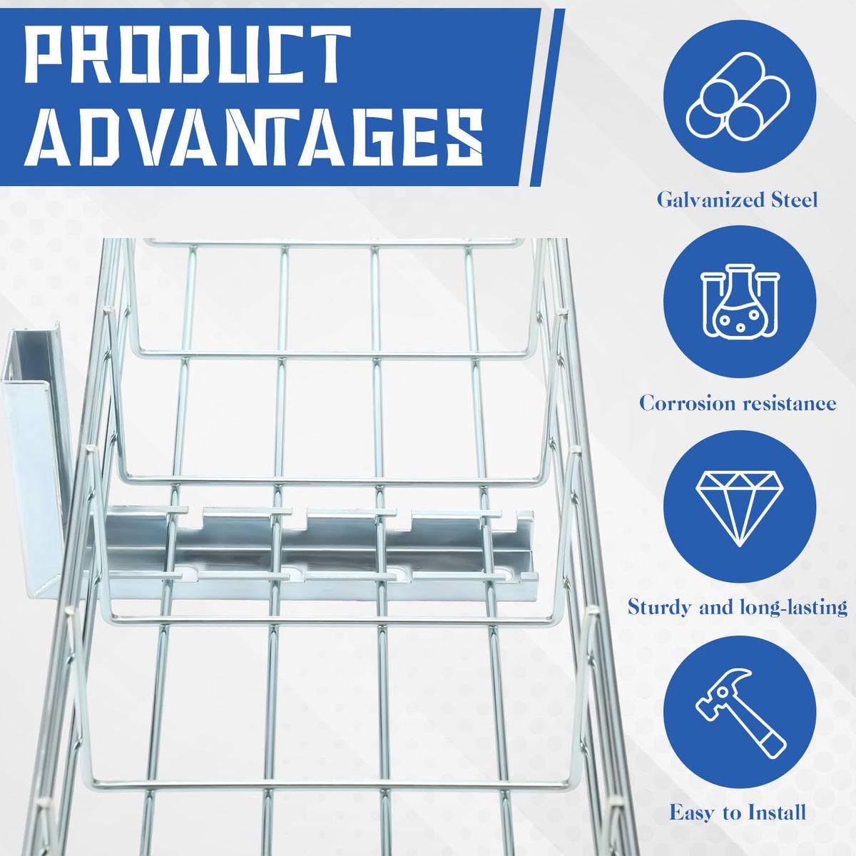 Zonon 4 Pcs 8" L Bracket for Wire Mesh Cable Tray, Wall Mount Zinc Plated