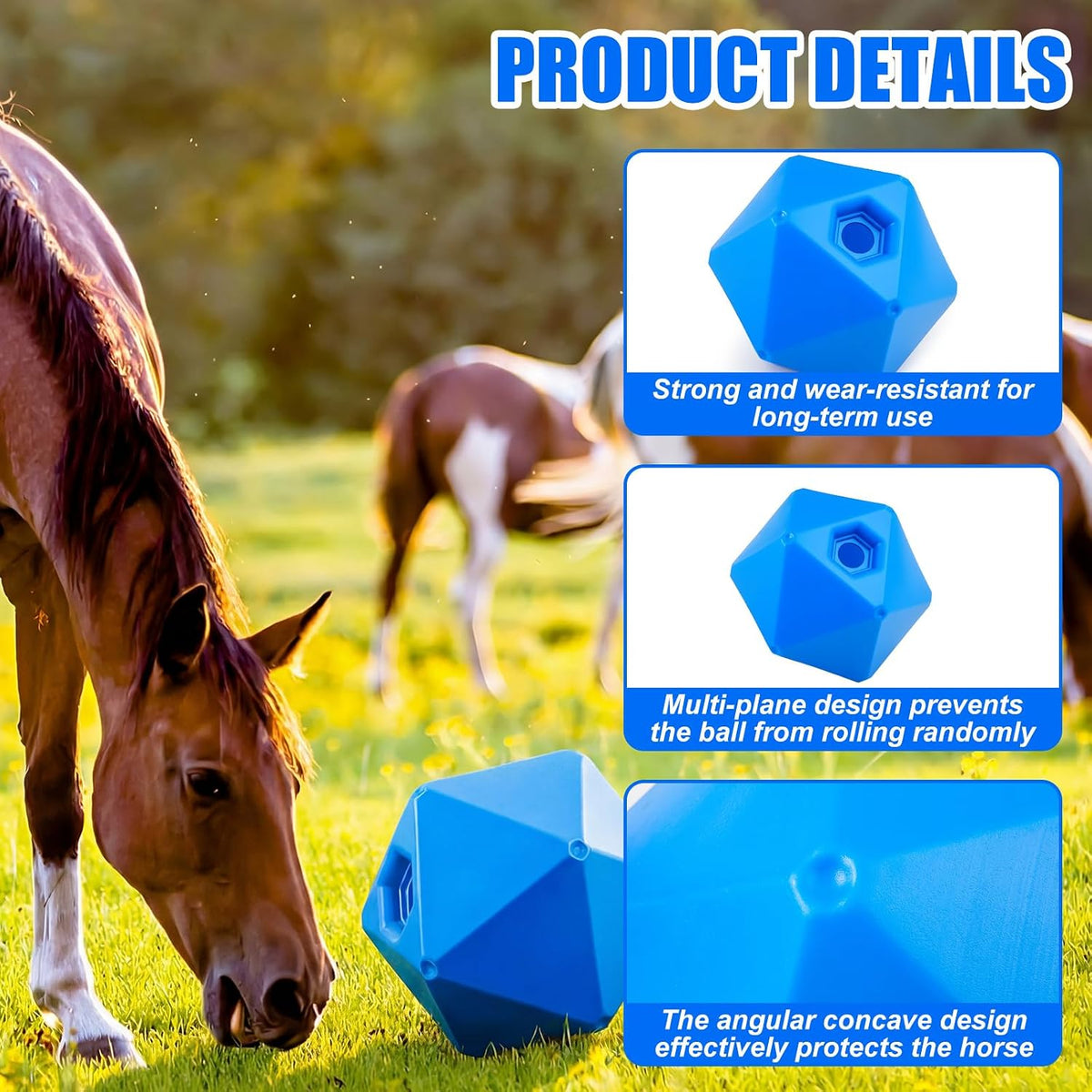 1 Pack Horse Treat Ball, 9" Feeder Toy for Horses, Blue