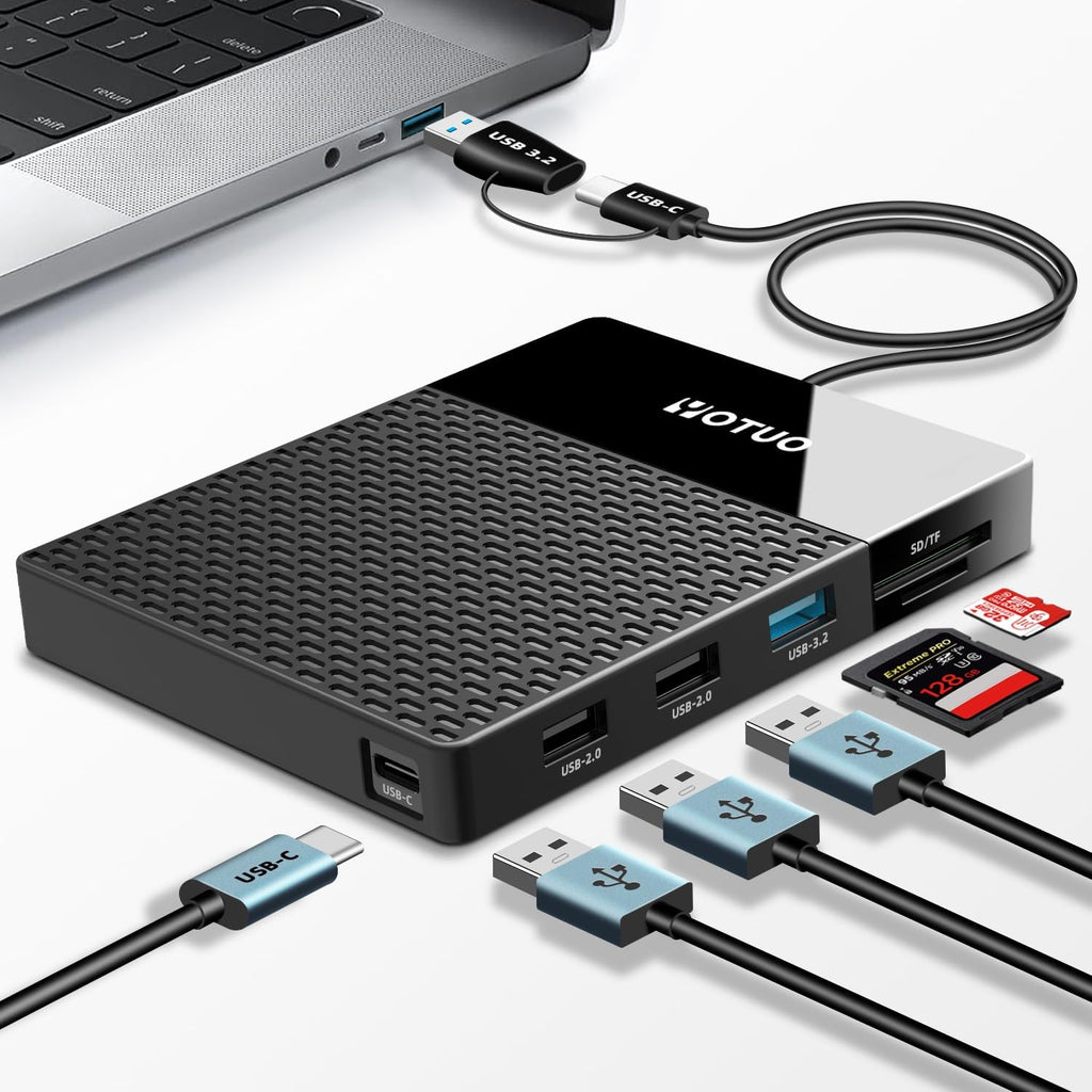 Portable 750GB Docking Station External Hard Drive, USB C Multiport Hub HDD 7-in-1, USB 3.0, SD/TF Card Reader
