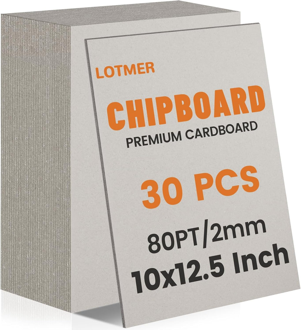 30 Pack 10 x 12.5 Inch 80PT Chipboard Sheets