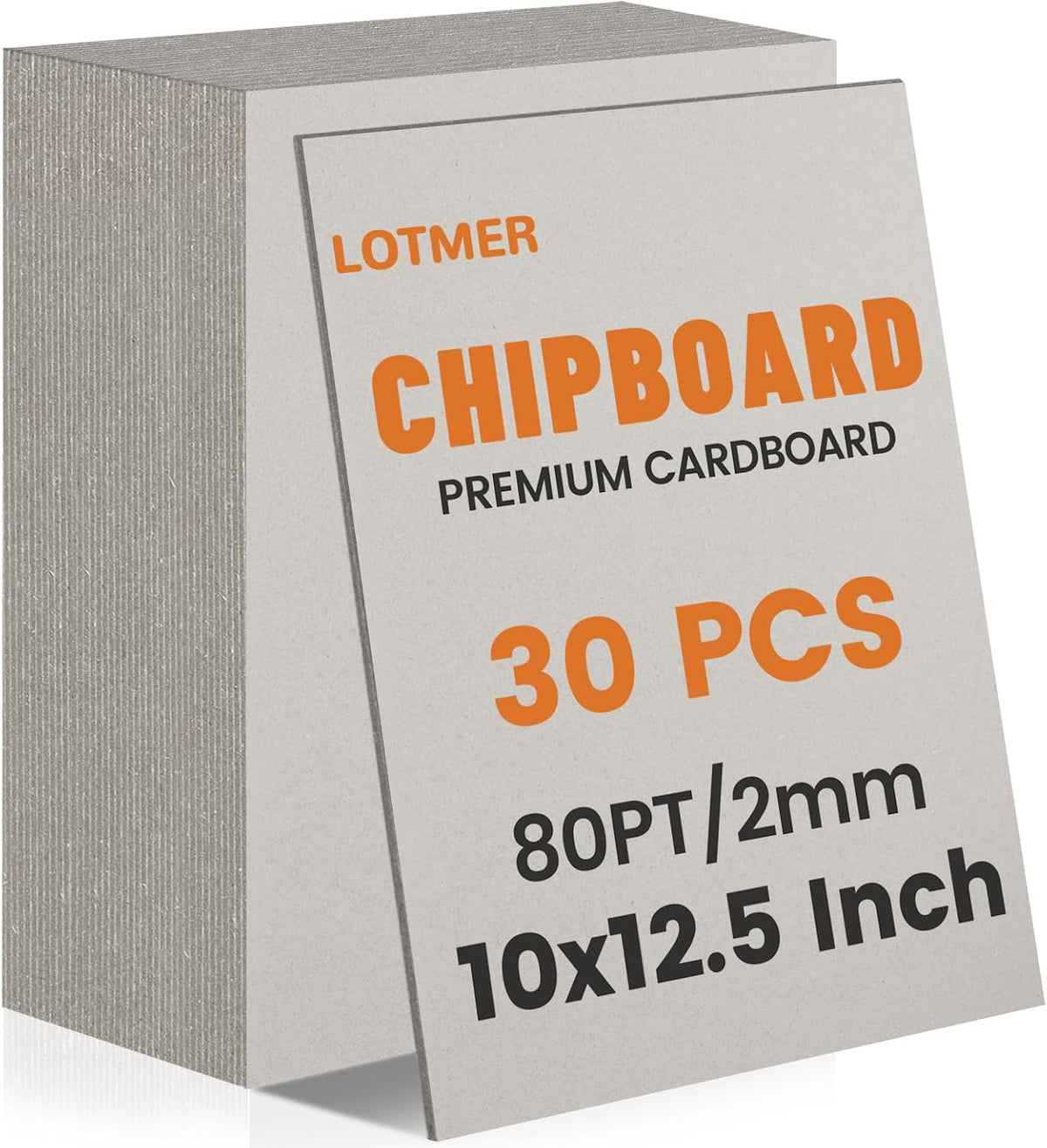 30 Pack 10 x 12.5 Inch 80PT Chipboard Sheets