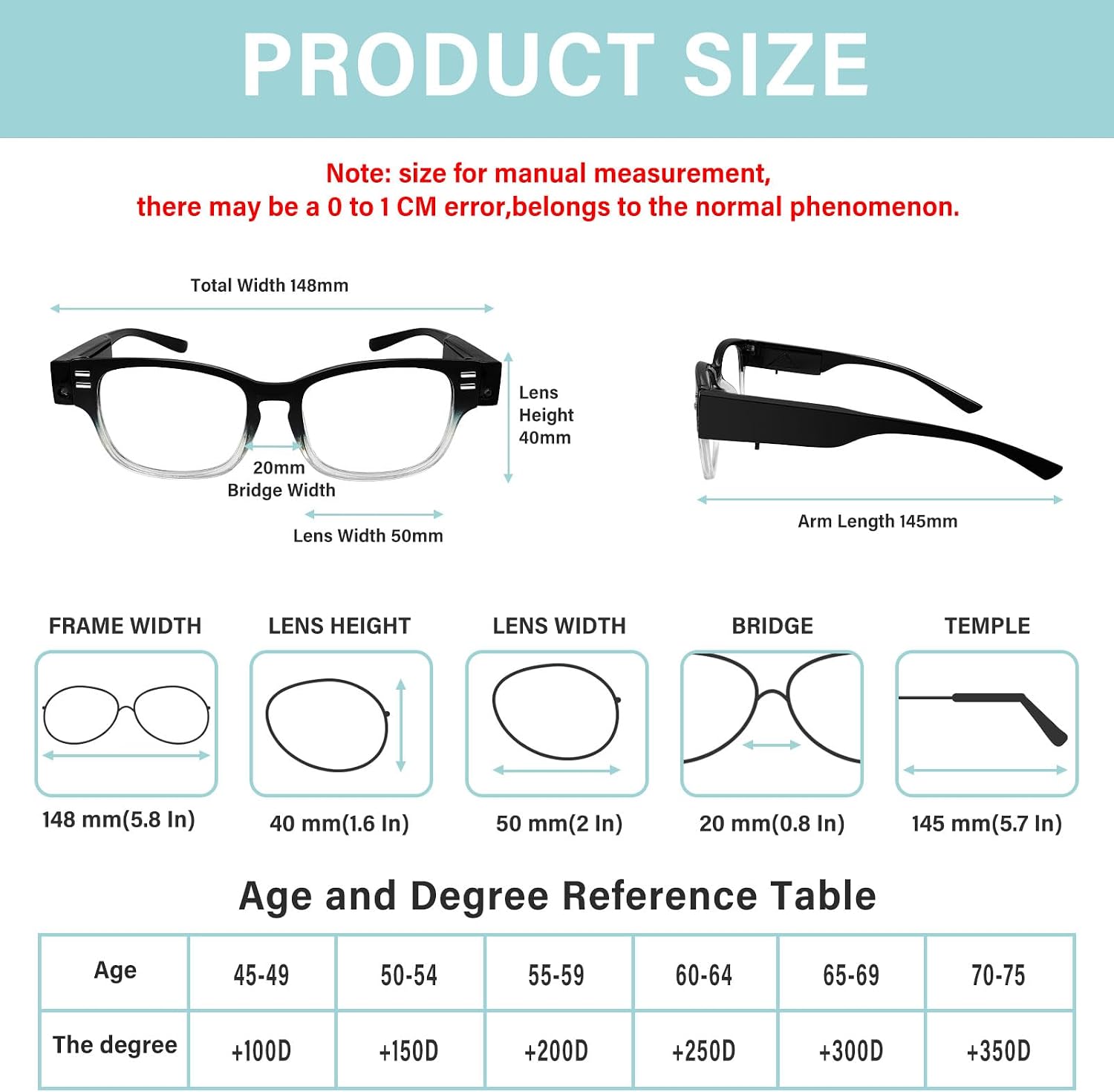 Magnifying Glasses with Light Reading Glasses Bright LED Readers with Lights Built in Glasses with Lights and