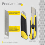 25mm Heavy Duty Utility Knife,10pcs SK5 Snap-Off Blades,Retractable Lock Box Cutter with Anti-Slip Rubber Grip for
