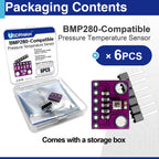 6 Pack BMP280 Atmospheric Pressure Sensor Modules, 3.3V I2C/SPI