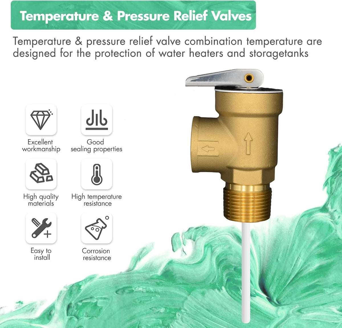 VAV 3/4" T&P Relief Valve,150 PSI, 4" Probe, Lead-Free,CSA Listed