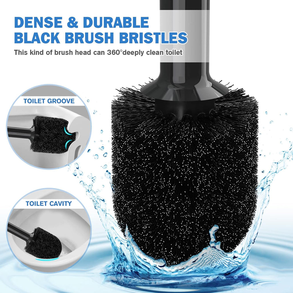 Toilet Plunger and Brush, Bowl Brush and Heavy Duty Toilet Plunger Set with Ventilated Holder, 2-in-1 Bathroom