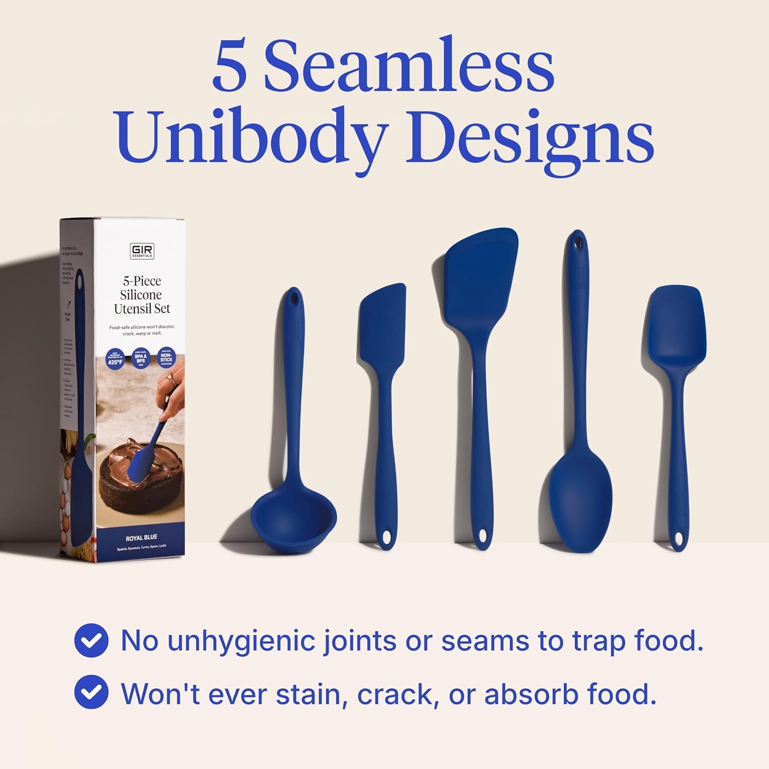 5-Piece Silicone Kitchen Utensils Set, Non-Toxic Cooking Utensils for Cooking and Baking, Heat Resistant, Food Grade