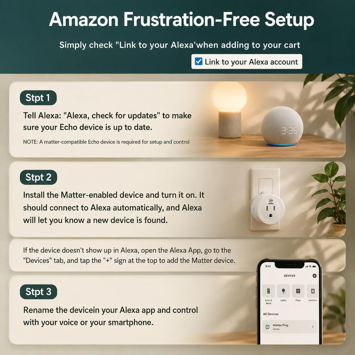 Matter Smart Plug,2.4GHz WiFi Only, Matter Hub Required (1 Pack) | Work with Apple Home, Siri, Google Home, Alexa &