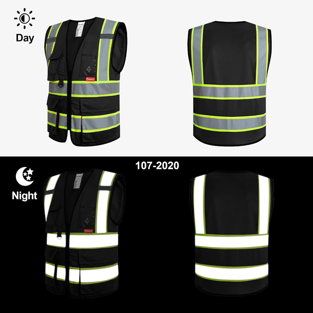High Visibility ANSI Class 2 Safety Vest with 9 Pockets | Reflective Mesh Safety Vest for Men & Women, Lightweight
