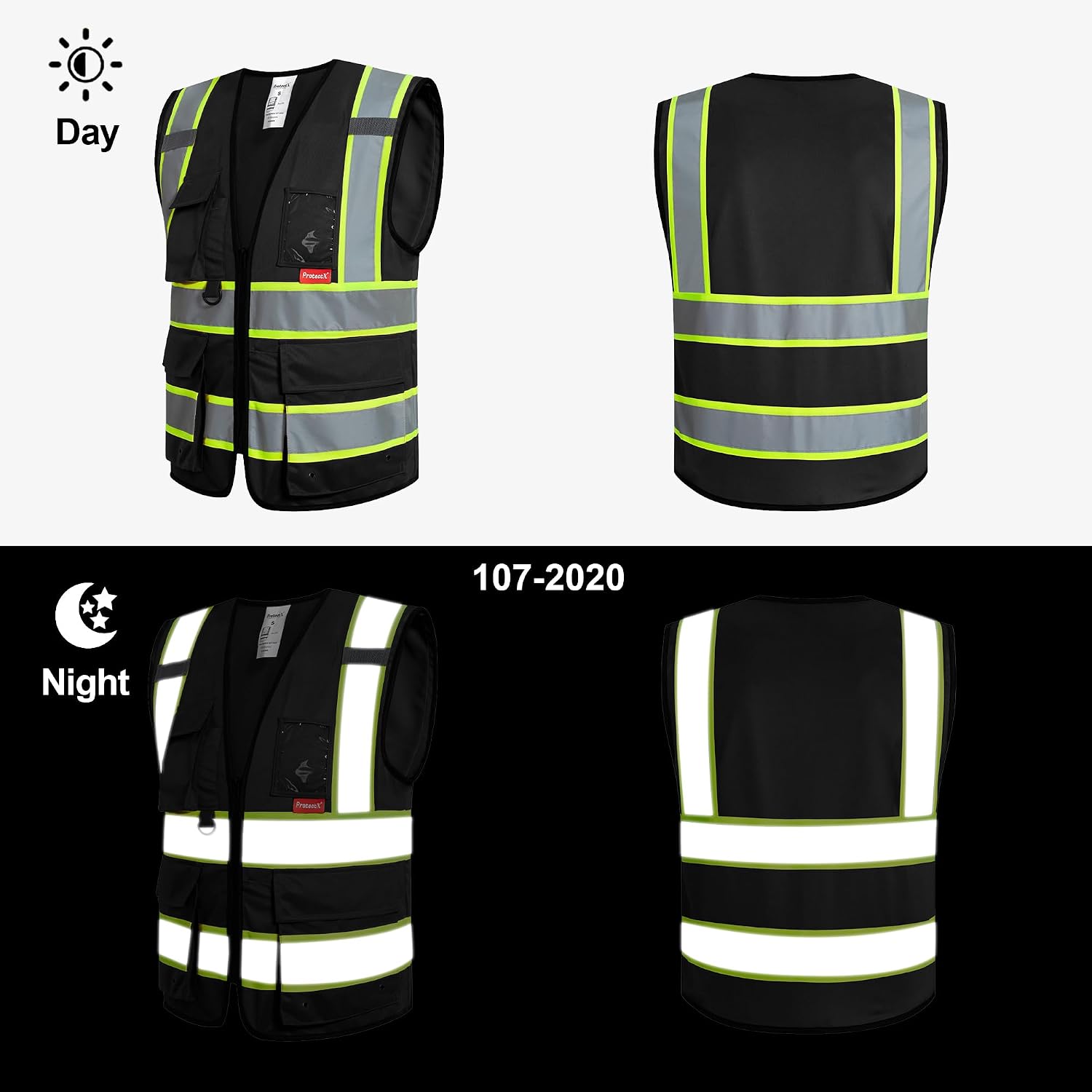 High Visibility ANSI Class 2 Safety Vest with 9 Pockets | Reflective Mesh Safety Vest for Men & Women, Lightweight