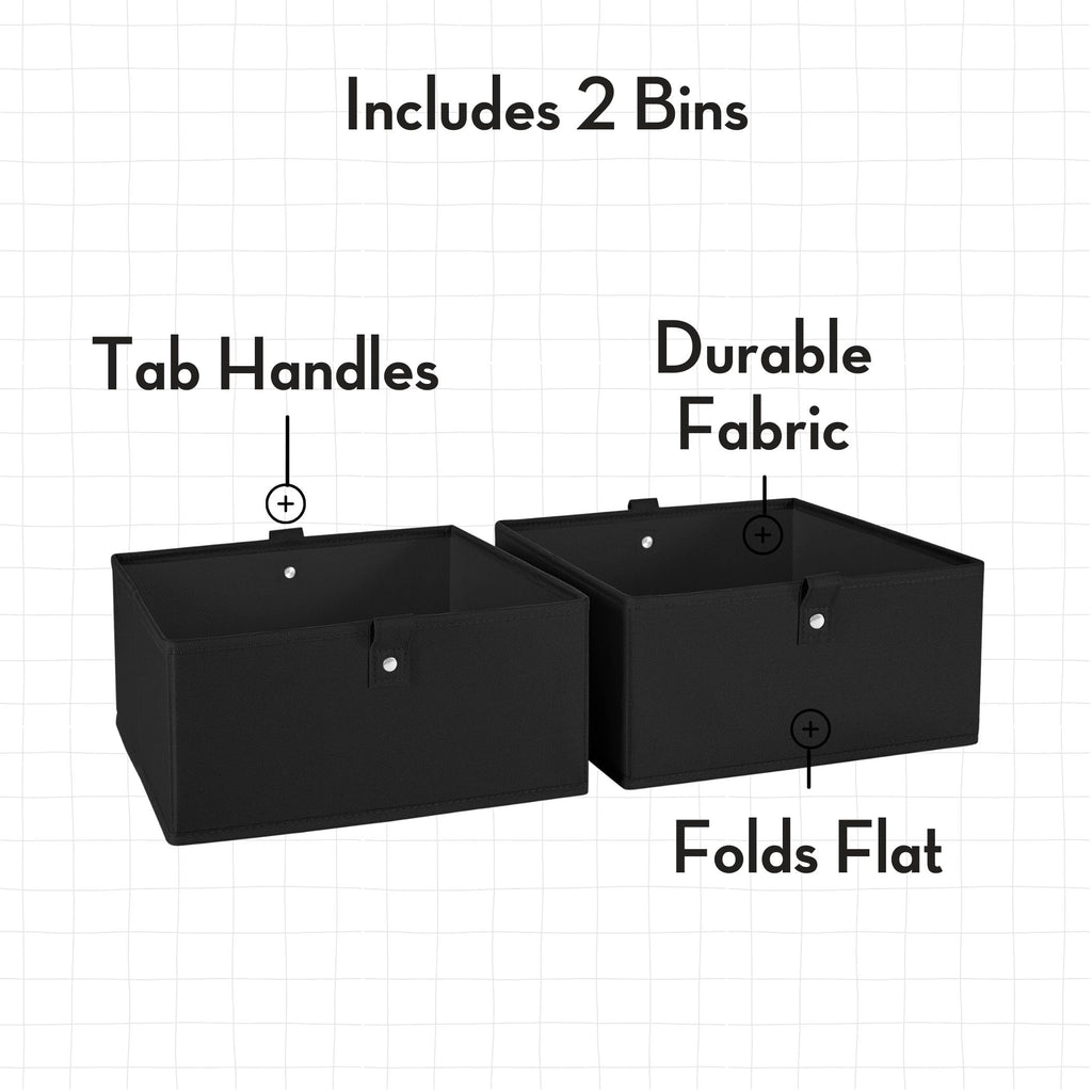 Folding Storage Bins - 2-pack of 5in Tall Black Cubes