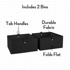 Folding Storage Bins - 2-pack of 5in Tall Black Cubes