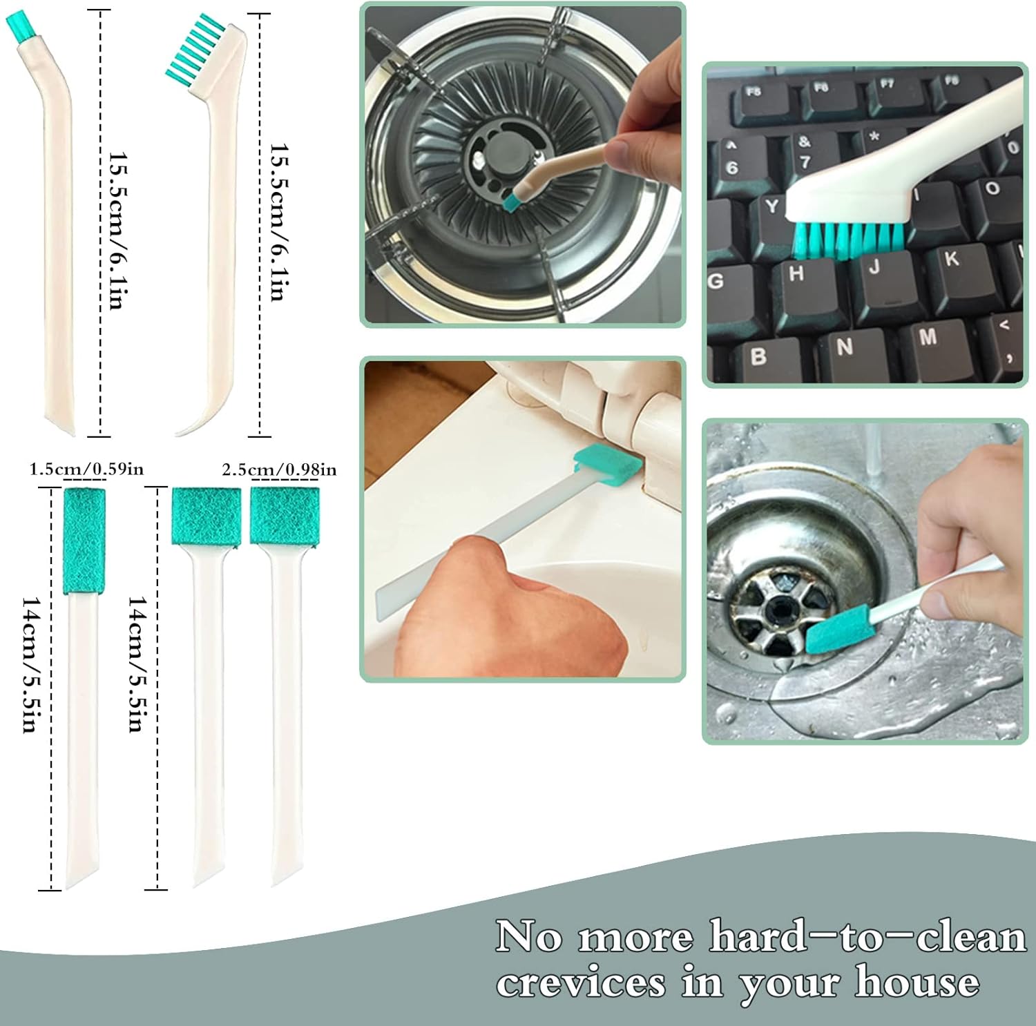 Small Household Cleaning Brushes by ELEMGULY,18 Pcs Crevice Brush for Hole, Gap, Corner, Space, Micro Crevice Scrub