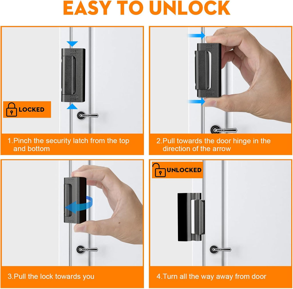 Home Security Door Reinforcement Lock, Upgraded Front Door Locks for Kids Safety Withstand 800 lbs, Child Proof Door