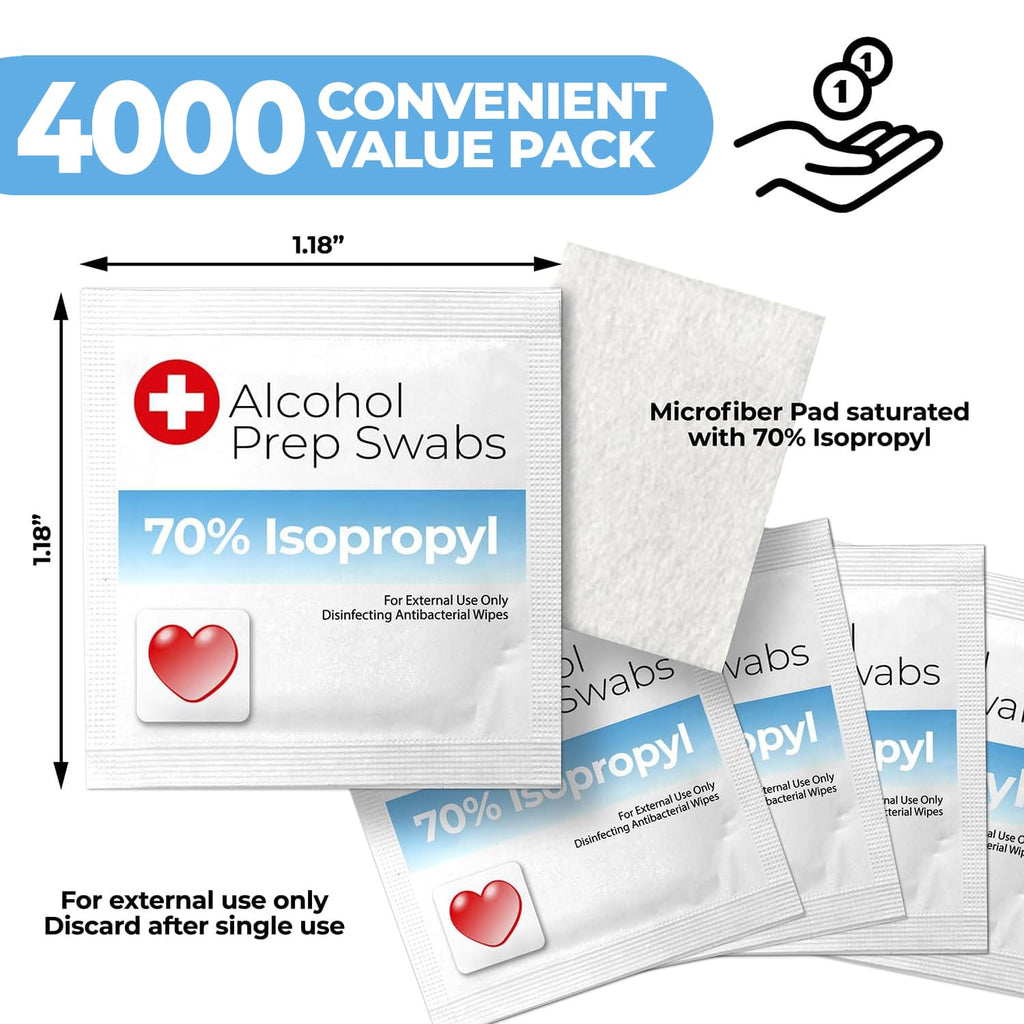 Alcohol Prep Pads, 70% Isopropyl Alcohol Wipes, 4000 Count