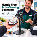 Barcode Scanner with Stand, Wired USB 2D QR Code Reader