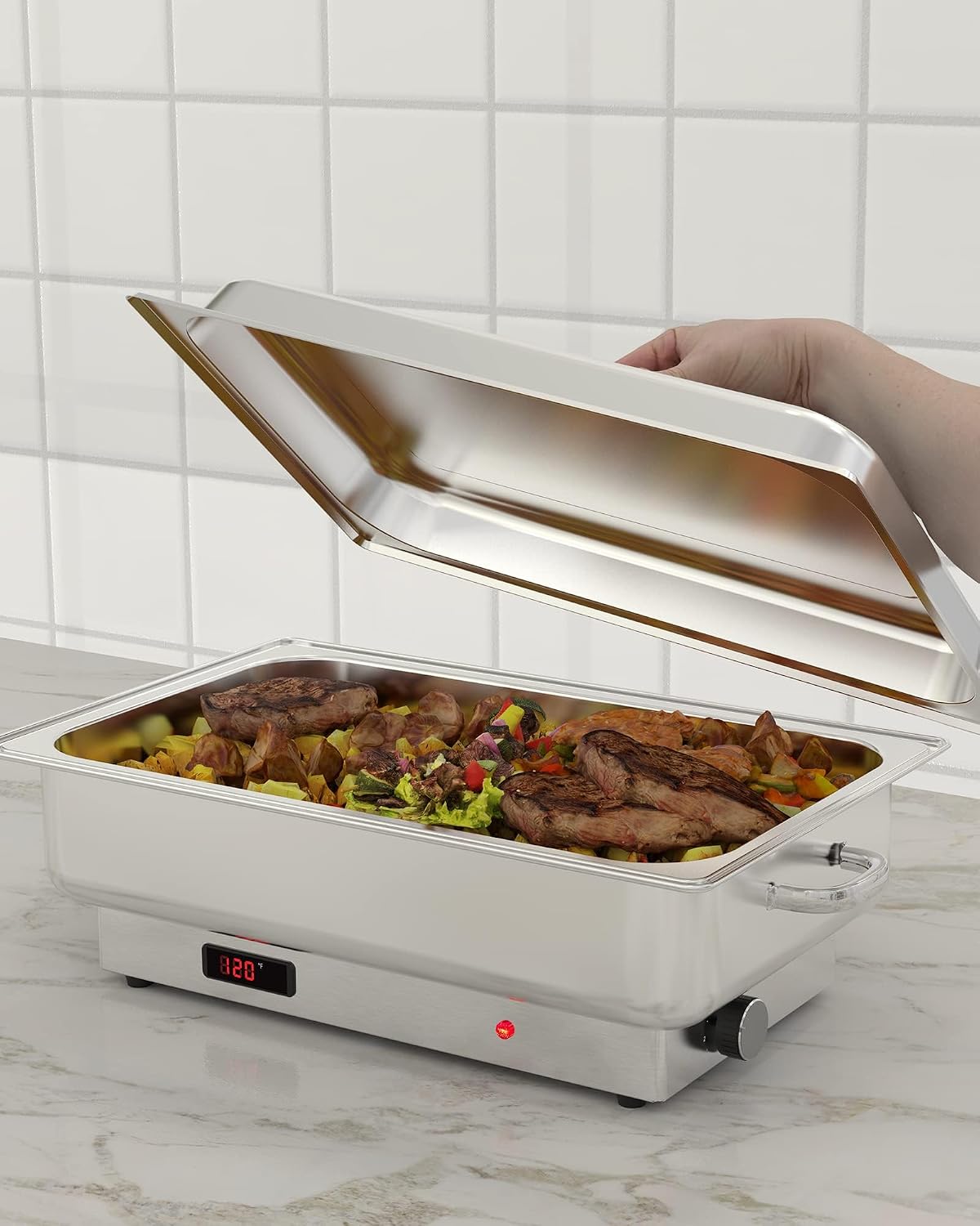 Electric Chafing Dish Buffet Set, 9 QT Buffet Servers and Warmers Stainless Steel Chafing Dish, Commercial Food