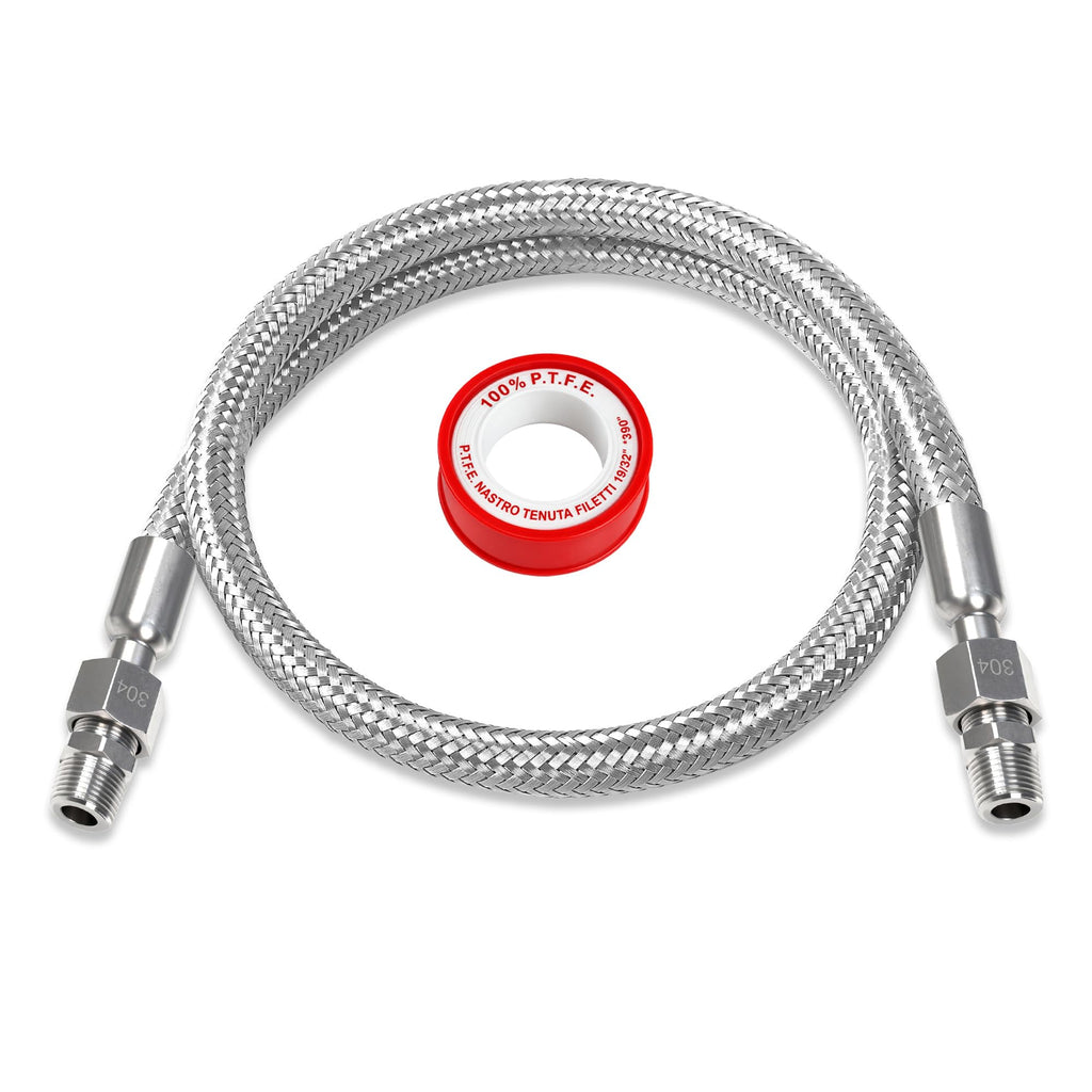 TSWGTG 1/4" x 40" Stainless Air Compressor Jumper Hose with NPT Adapters