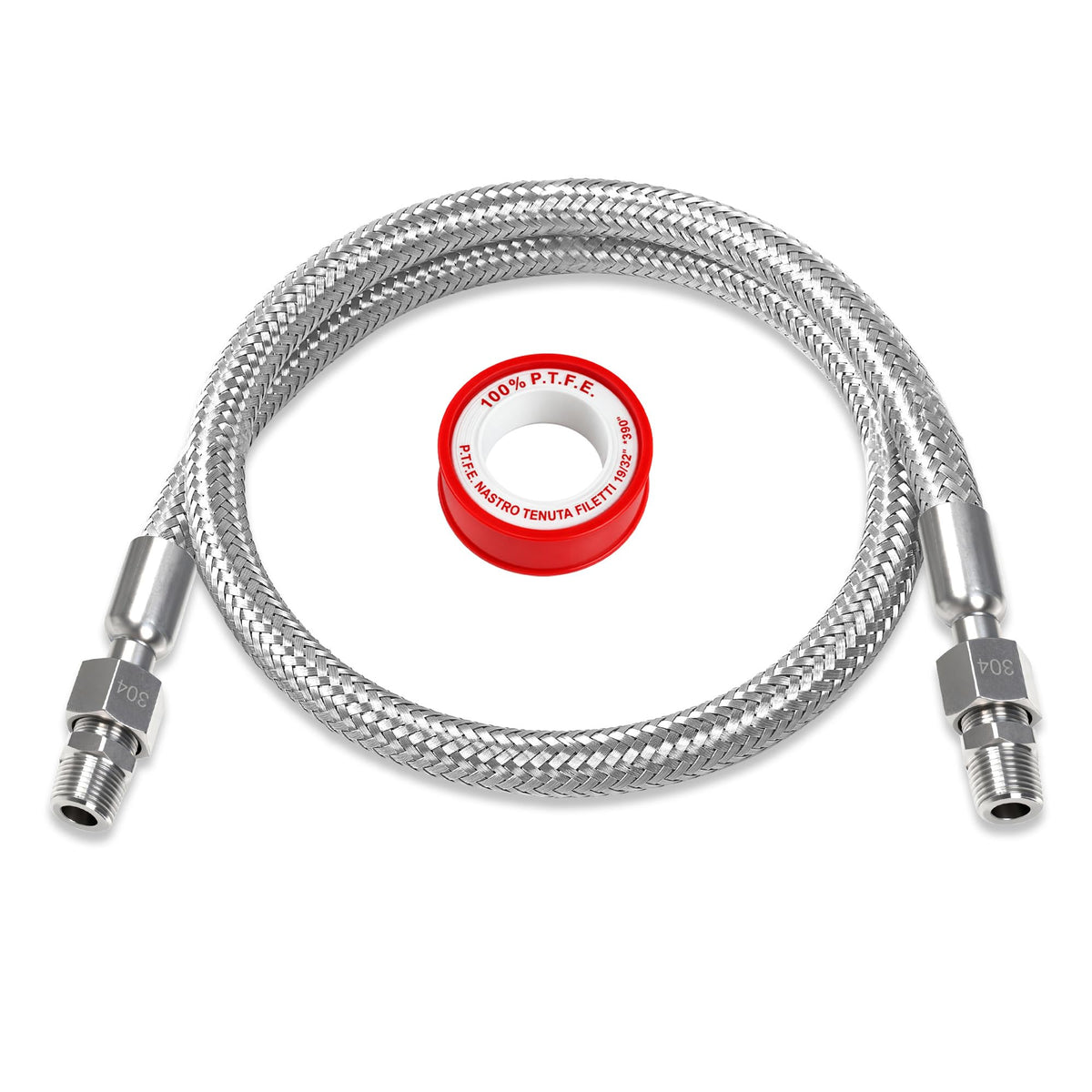 TSWGTG 1/4" x 40" Stainless Air Compressor Jumper Hose with NPT Adapters