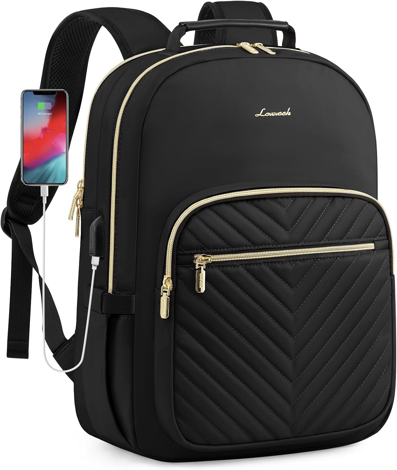 Laptop Backpack Purse for Women, Work Travel Computer Bags, College School Backpack for Student Girl, Quilted Casual