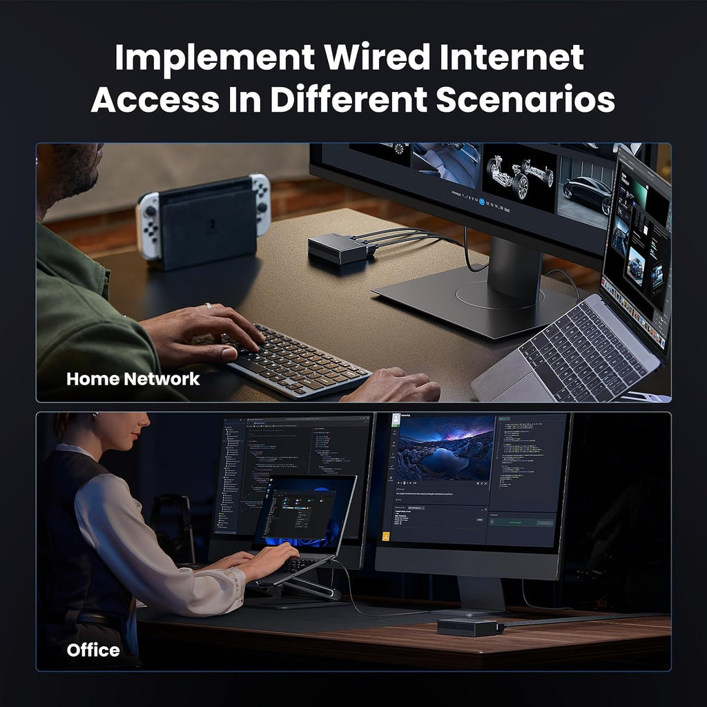 Ethernet Switch, 5 Port Gigabit Plug & Play Ethernet Splitter | Wall Mount & Desktop Network Switch Hub, Unmanaged