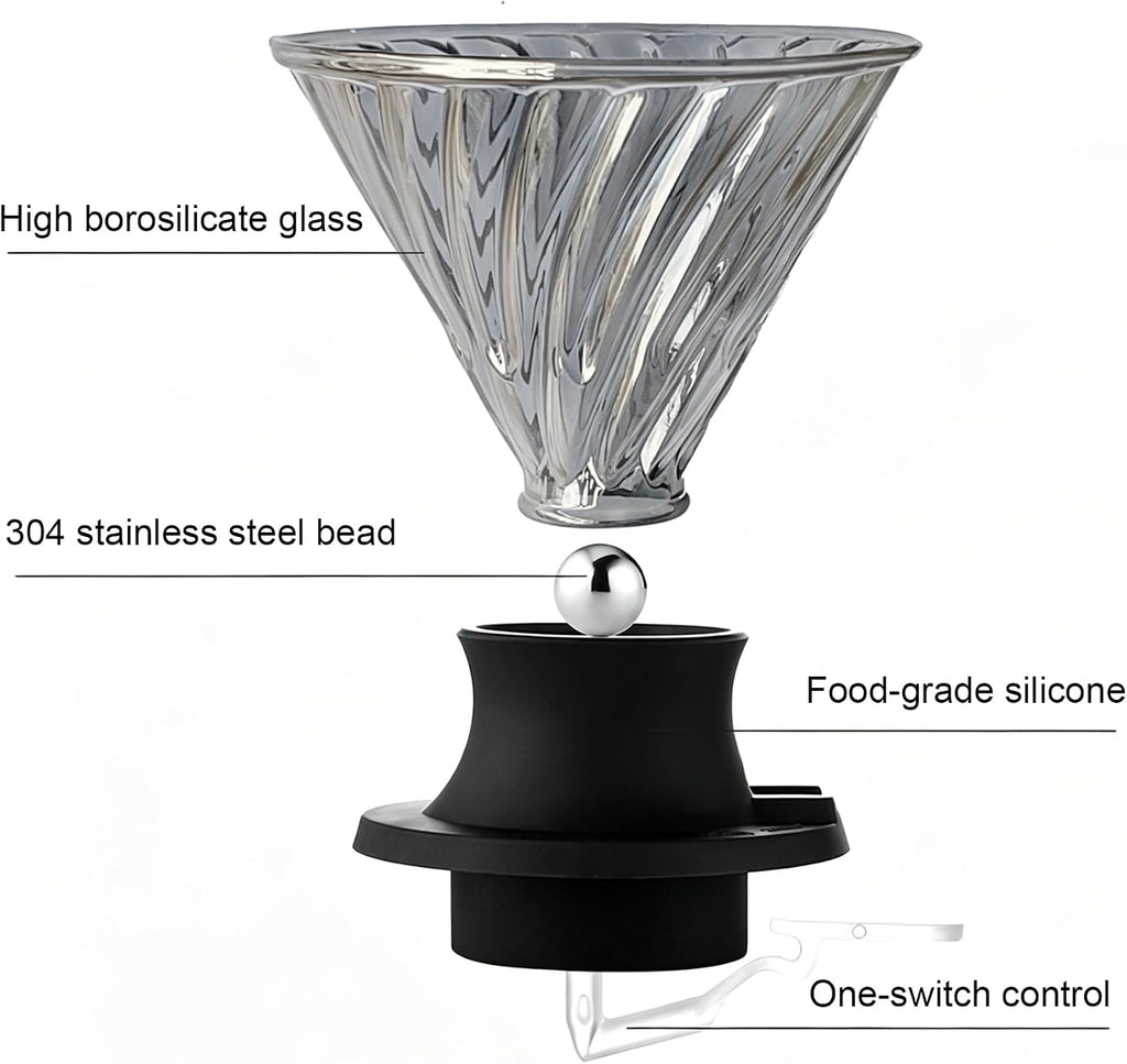 Clever Coffee Dripper, All-in-One Coffee Maker Glass Immersion Brewer | One-Switch Control, French Press & Pour Over