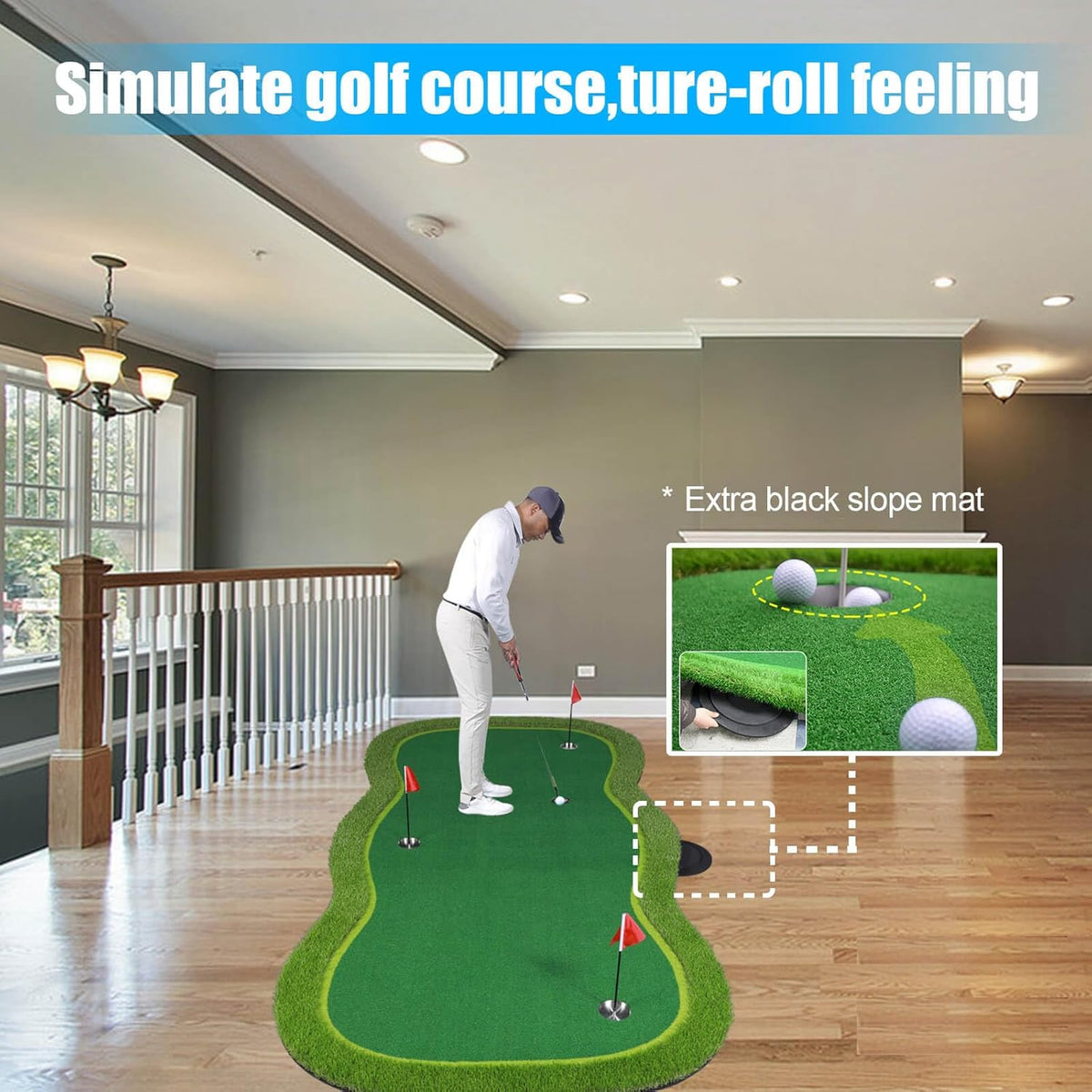 Golf Putting Green Mat,Golf Practice Training Mat for Indoor/Outdoor