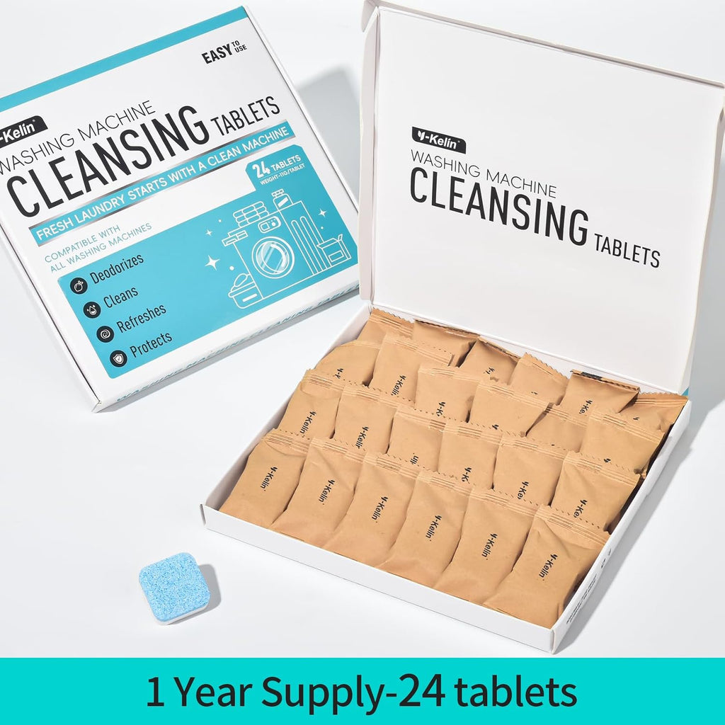 Washing Machine Cleaner Tablets, 24 Pack - Up to 1 Year Supply