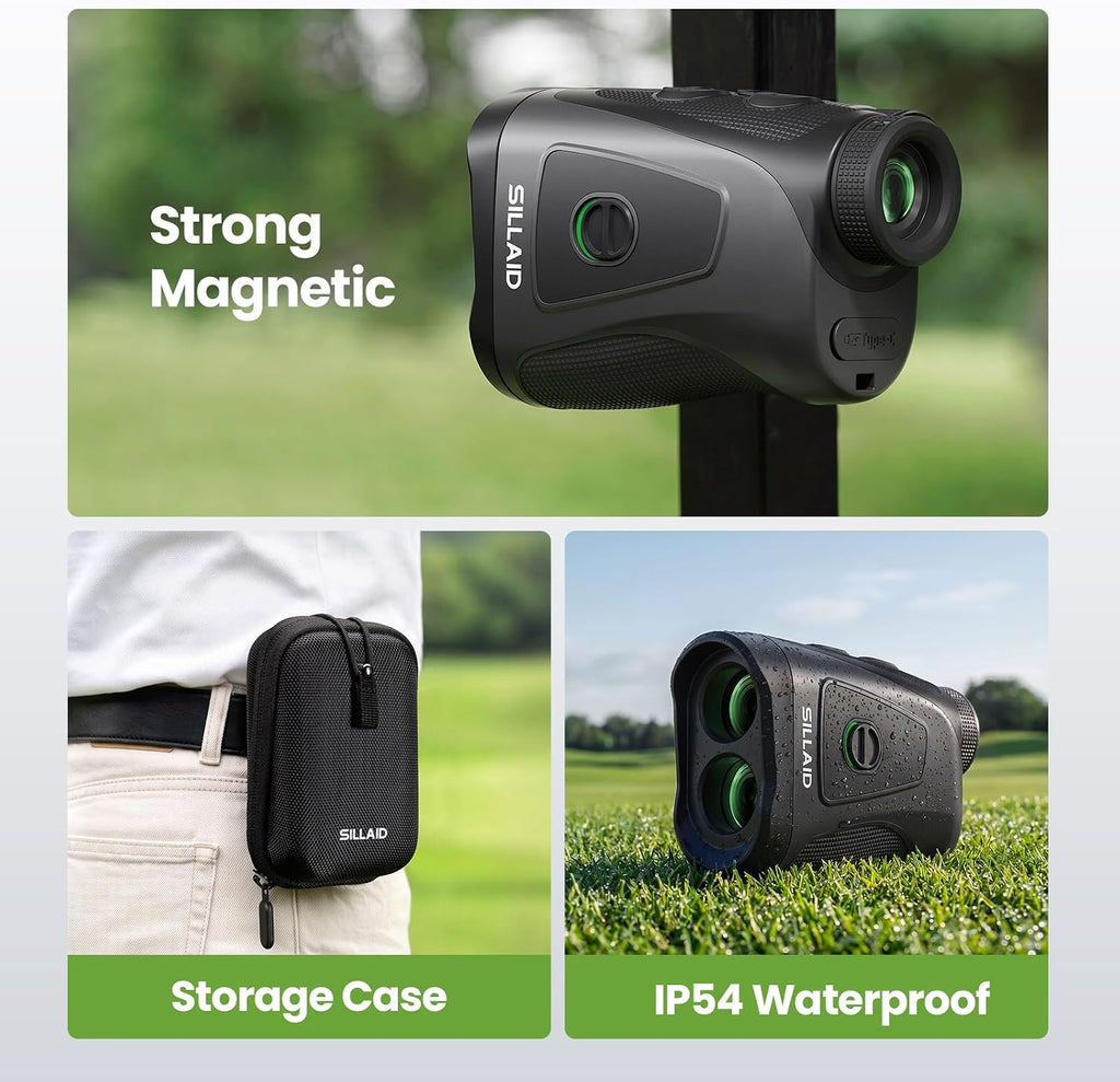 Golf Range Finder with Slope, 1200 Yards Range Finder Golf with Pin Lock Vibration, Magnetic Golf Rangefinders, 7X
