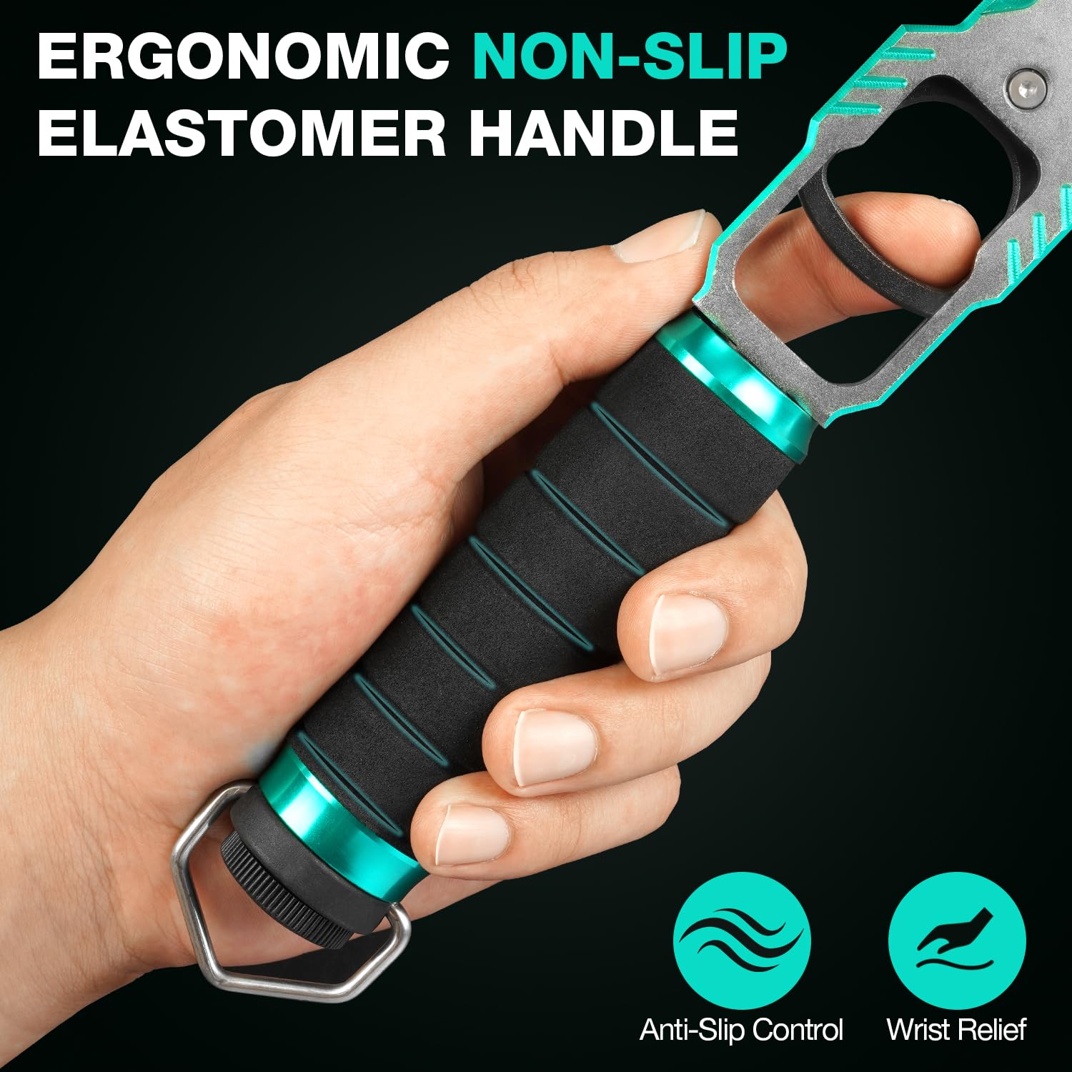 Fish Lip Gripper with Scale 40lb Aluminum Alloy Fishing Grabber | 360° Swivel Non-Slip Handle, 11" Corrosion