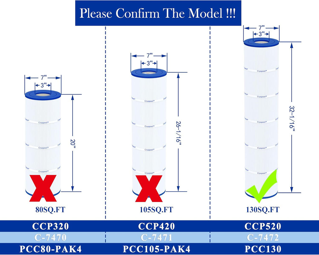 Cryspool 07112 Pool Filter Cartridges Replace CCP520, R173578, 4 Pack