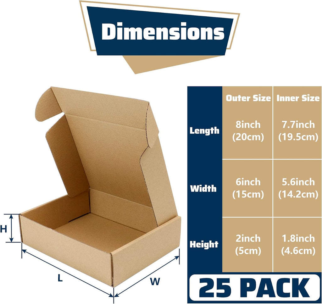 Shipping Boxes 25 Pack,Brown Corrugated Strong Cardboard Mailer Boxes for Packaging Small Business,Mailing,Craft