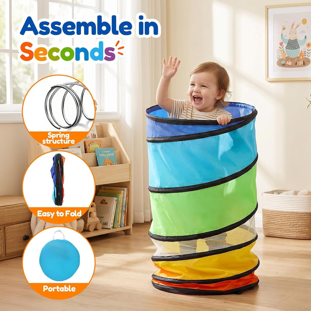 Kids Play Tunnel Tent for Toddlers, Colorful Pop Up Crawl Tunnel Toy for Baby or Pet with Breathable Mesh