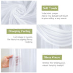 Wedding Arch Draping Fabric 28" x 19 ft White Sheer Curtain Backdrop Drapes