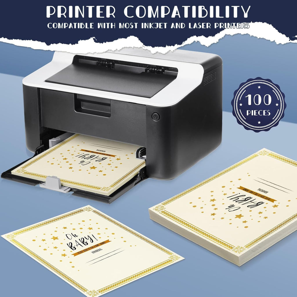 300 Pcs Linen Certificate Holders Kit 100 Gold Foil Certificate Paper 100 Single Sided Linen Diploma Holders 8.5'' x