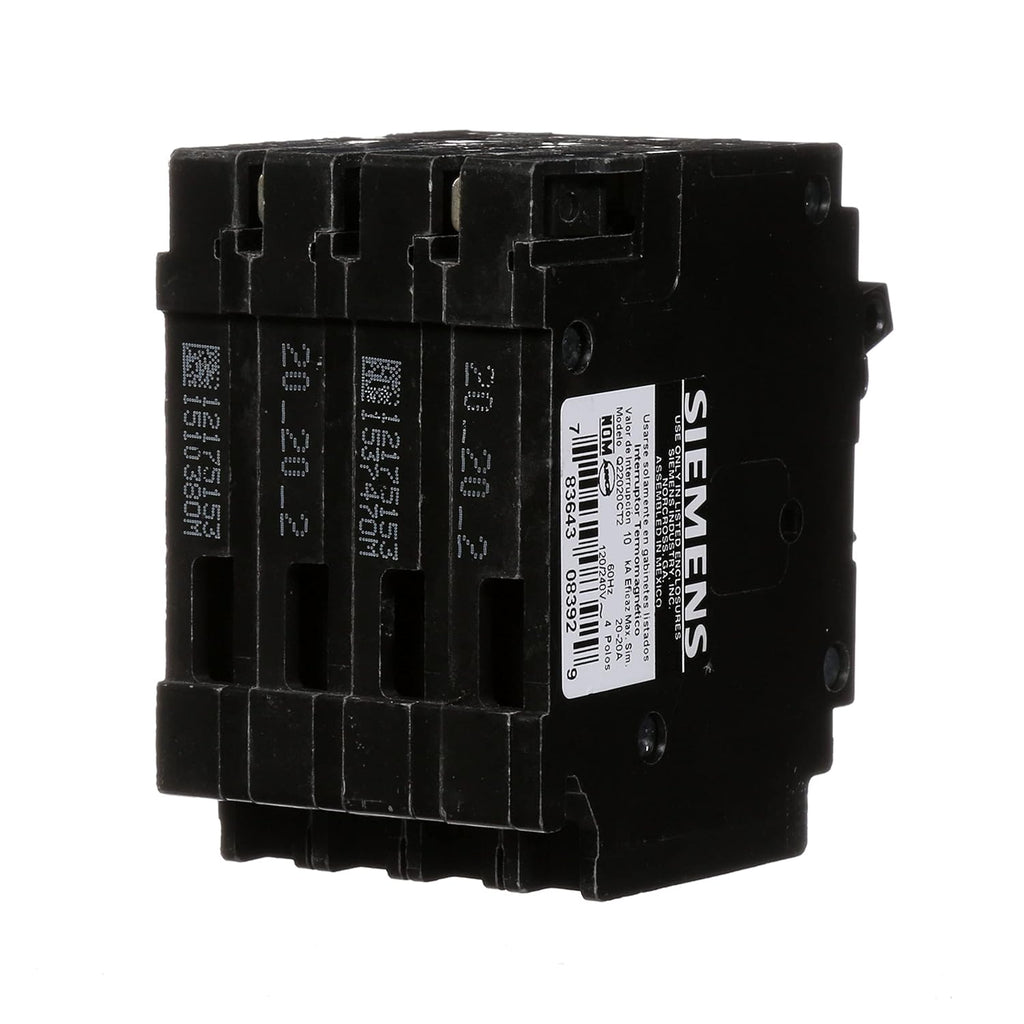 Siemens Q22020CT2 Two 20-Amp Double Pole Circuit Breaker
