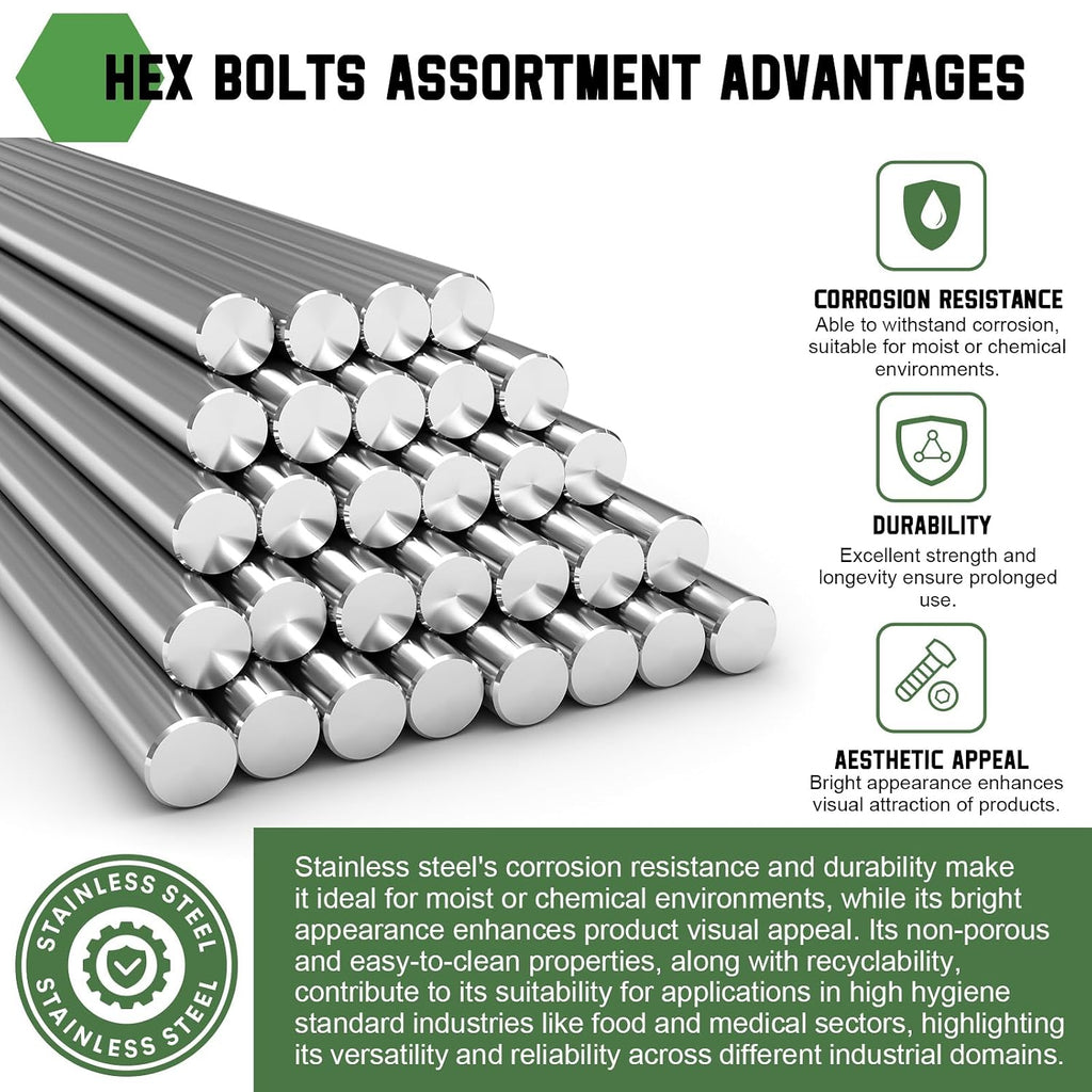 uxcell 50Pcs #10-32x1 Hex Socket Bolts 304 Stainless Steel Silver
