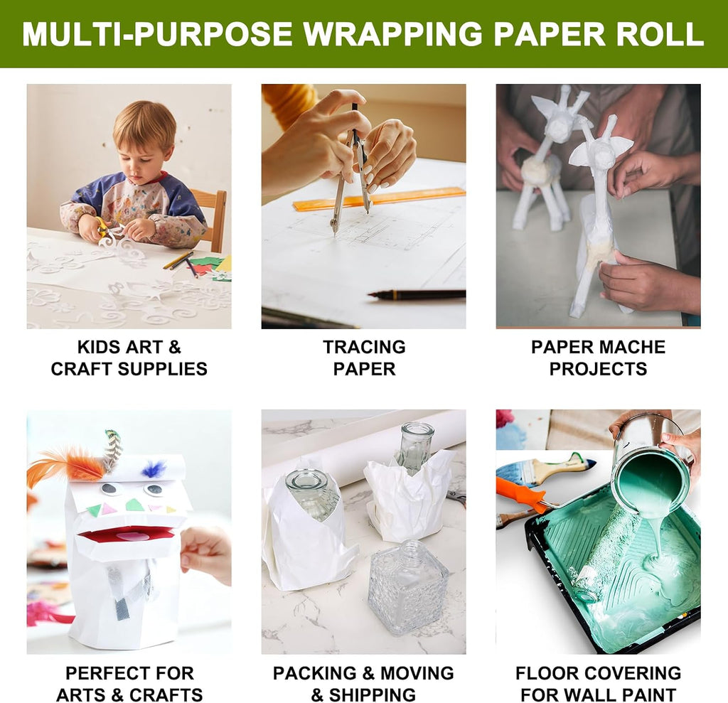 36" x 1,200"(100') White Kraft Paper Roll Banner Paper Craft Paper